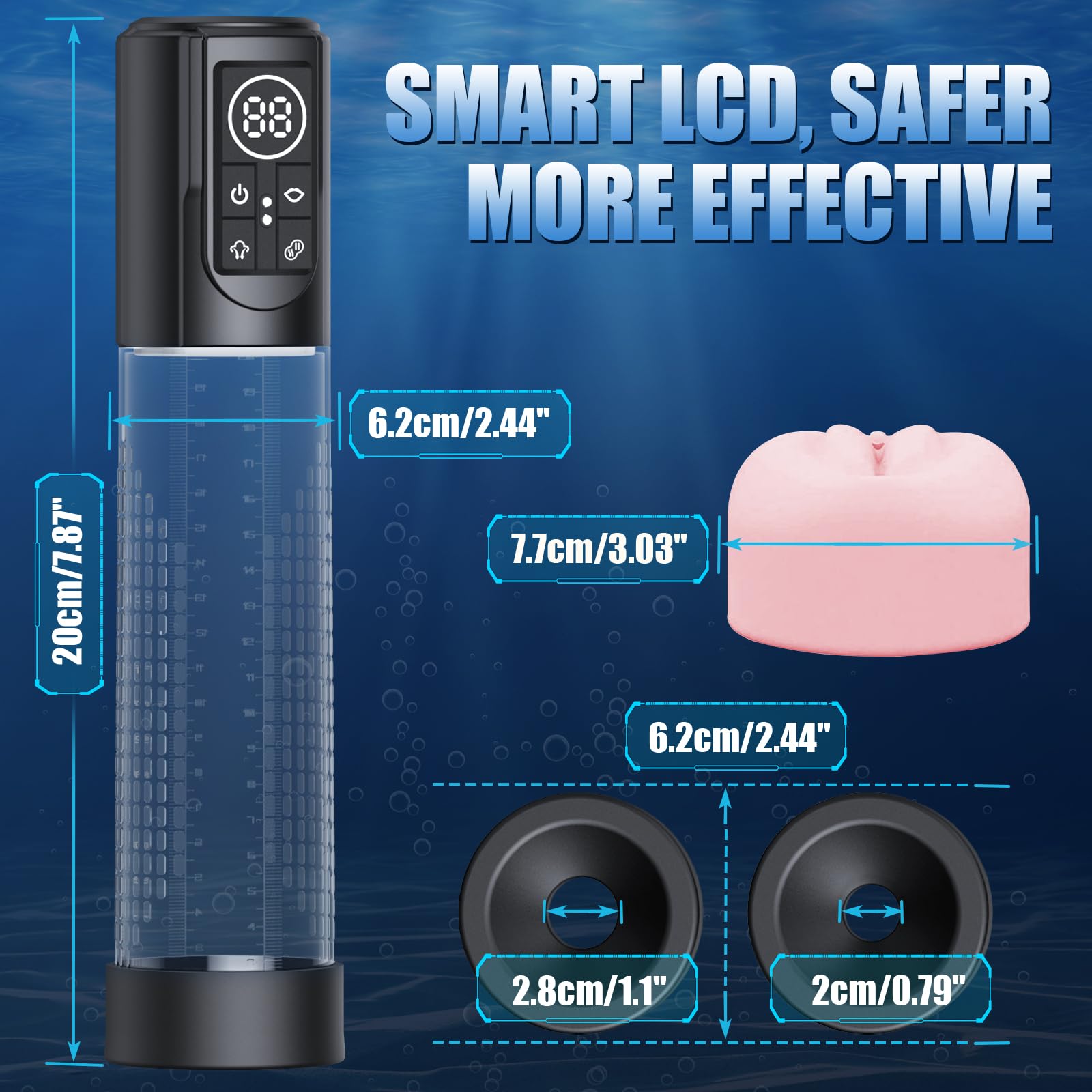 Electric Penis Pump for Men - 12 Smart Modes Waterproof Cock Enlargement Device with Extension Sleeve | Male Enhancement & Erection Aid | Perfect for Solo Play, Couples Use & Sexual Wellness