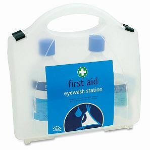 Emergency Eyewash Station with Refillable Bottles - ANSI Compliant First Aid Equipment for Workplace Safety & Eye Protection - Ideal for Labs, Factories, and Chemical Work Areas
