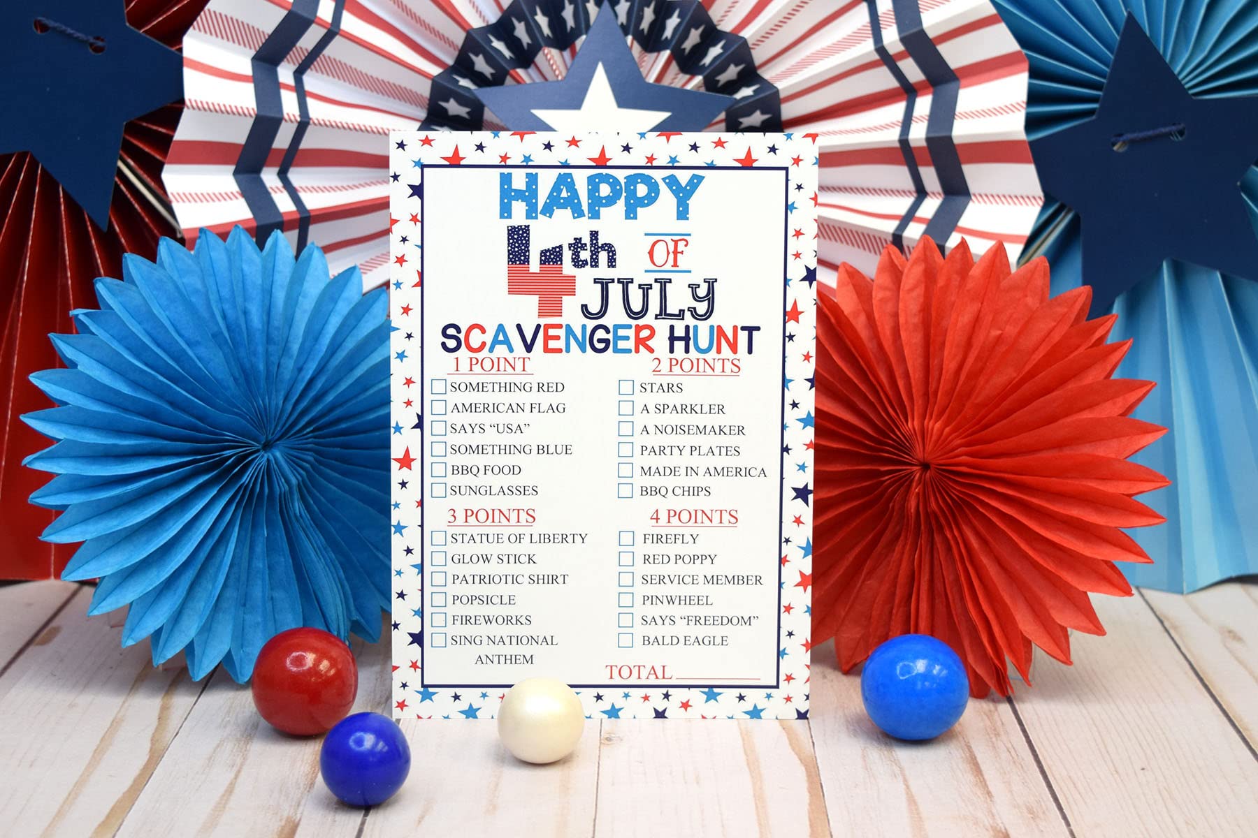 Amanda Creation 4th of July Patriotic Word Search & Scavenger Hunt Game Cards - 10 Pack (5