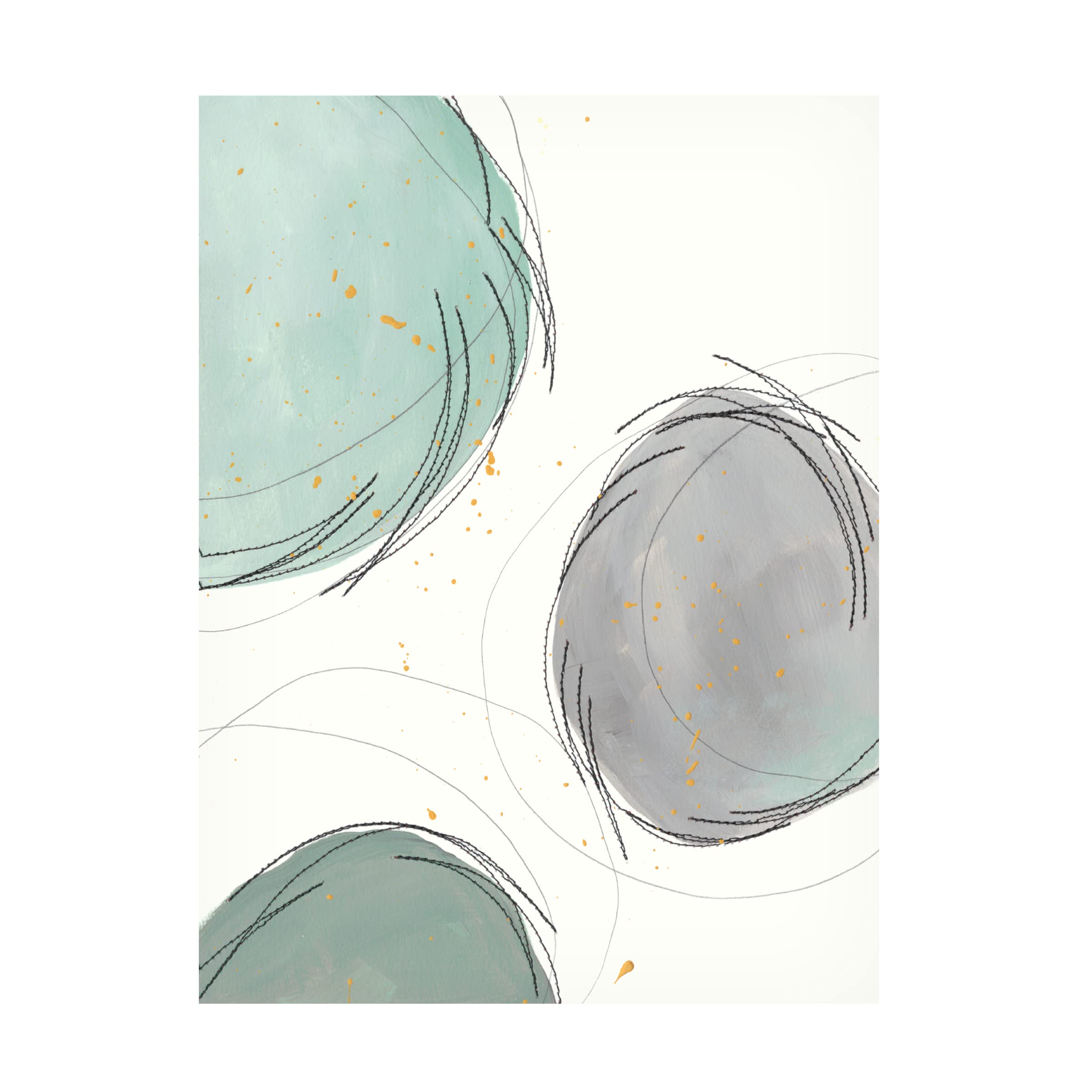 Regina Moore 'Encircled Orbits I' Abstract Canvas Wall Art - Modern Home Decor for Living Room, Bedroom & Office - Framed Fine Art Print