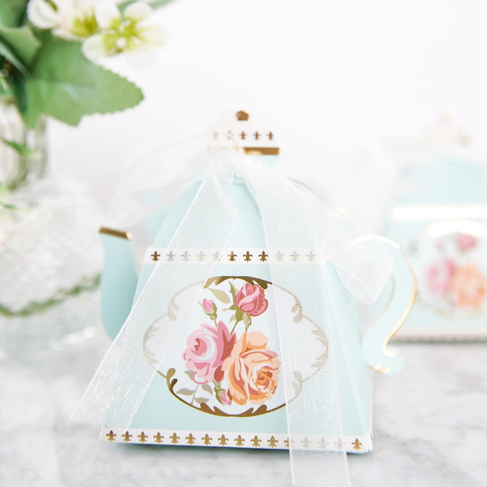 25 Mini Teapot Wedding Favors with Ribbon - Elegant Tea Party Favors for Bridal Shower, Baby Shower & Special Events