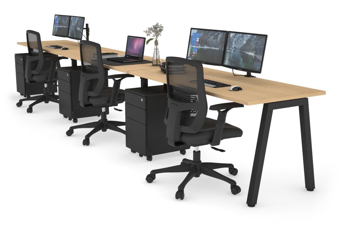 Quadro 3 Person Office Workstation - 1200L x 700W Executive Desk for Collaborative Workspaces | Perfect for Team Projects, Meetings & Open Office Layouts