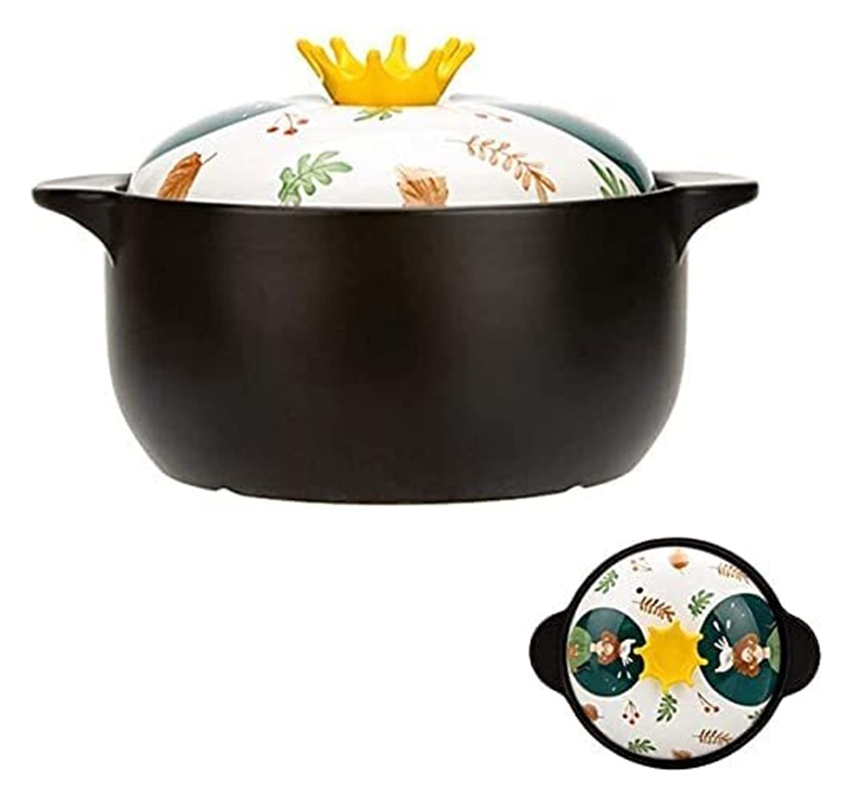 JIAW 2.8L/4.3L Clay Casserole Pot - Oven Safe Dutch Oven for Gas & Electric Stoves, Dishwasher & Microwave Friendly - Perfect for Soups, Stews & Slow Cooking at Home