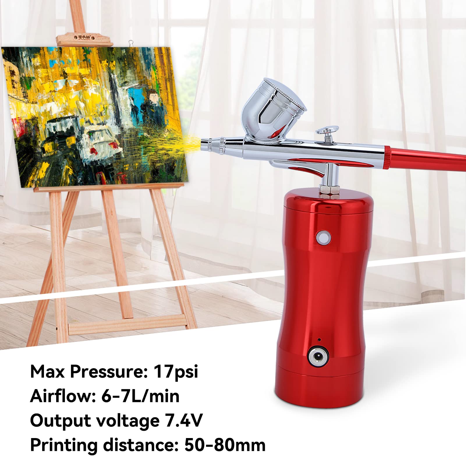 Portable Cordless Airbrush Kit - G12 Mini Airbrush Gun Set with 0.3mm Nozzle, 7CC Tank & Cleaning Tools | Perfect for Cake Decorating, Nail Art, Tattoo Practice & Model Painting (Red) | DIY Makeup, Craft & Hobby Projects