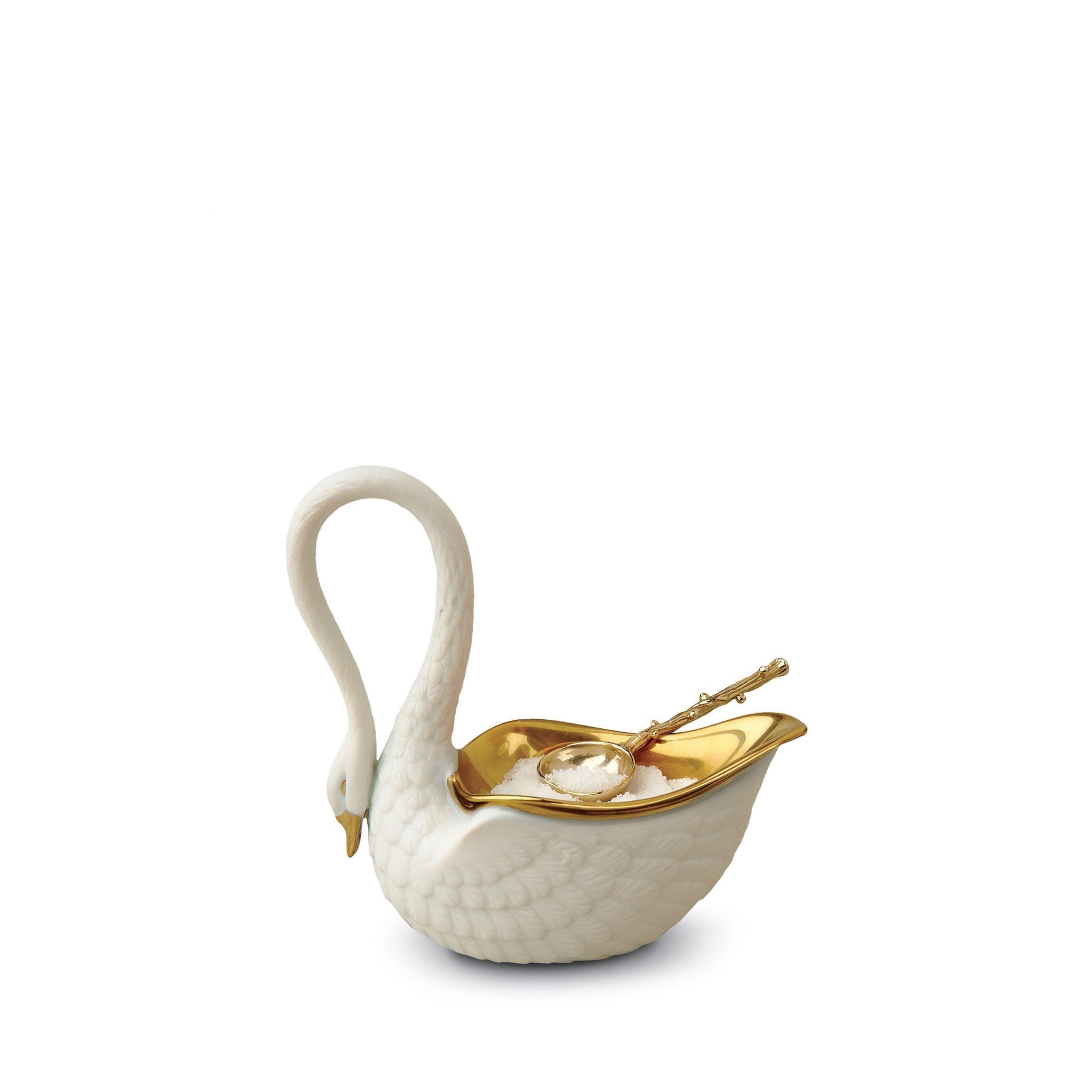 Premium Swan-Shaped Salt Cellar with Lid - Elegant Ceramic Salt Keeper for Dining Table, Kitchen Counter & Gourmet Cooking