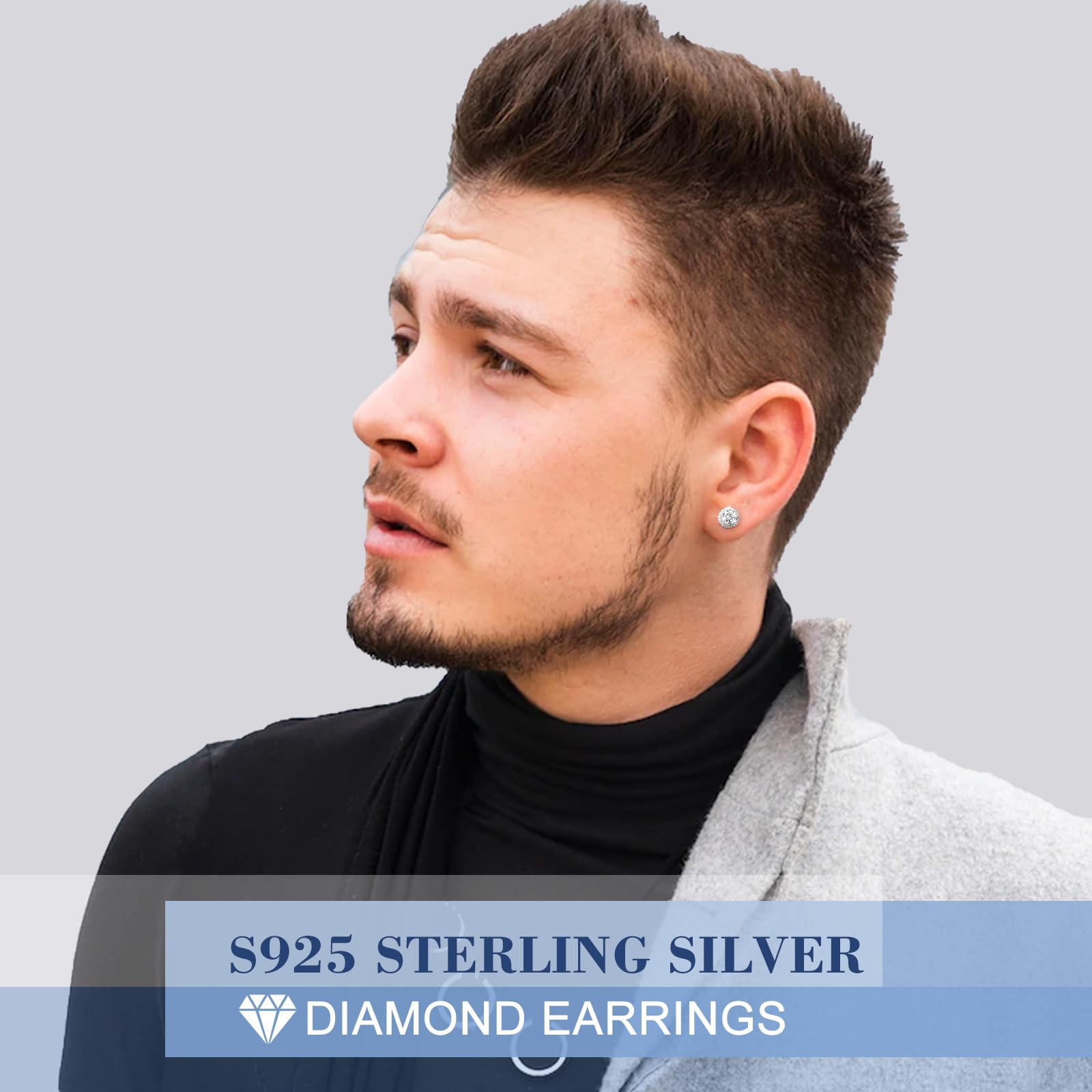 Moissanite Earrings for Women & Men - 3-10MM 925 Sterling Silver Diamond Stud Earrings (0.2-4.0CTTW) | Hypoallergenic White Gold Halo Earrings with Secure Screw Backs | Valentine's Day Gift, Anniversary Present, Wedding Jewelry