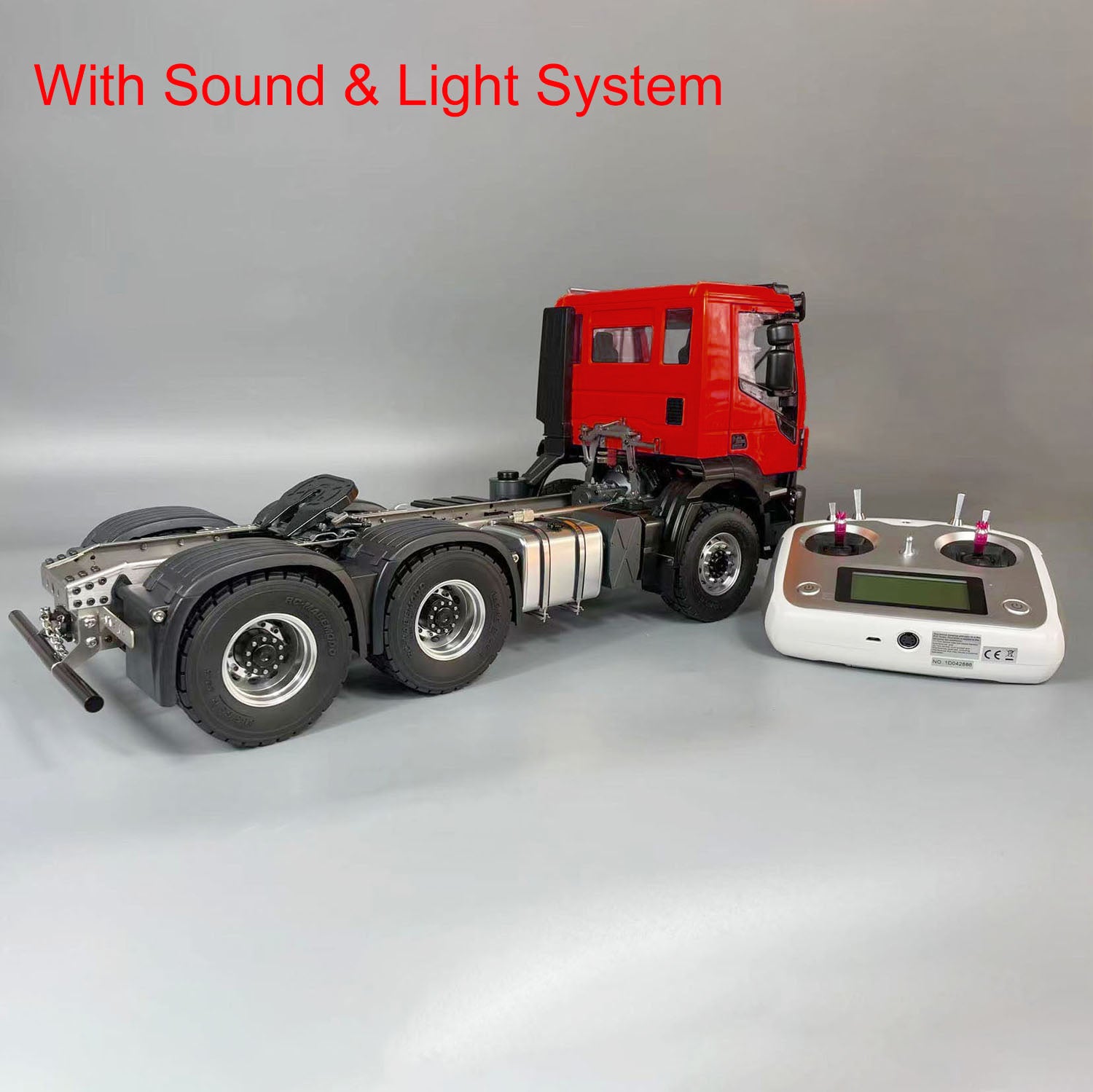1/14 Scale 6x6 RC Tractor Truck with 2-Speed Transmission - Remote Control Car with Realistic Sounds & LED Lights - Perfect for Off-Road Adventure & Construction Play