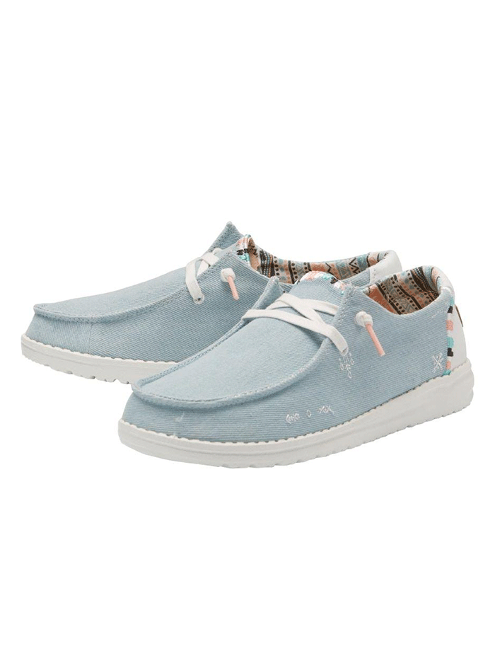 Hey Dude Women's Wendy Boho Comfortable Slip-On Shoes - Light Denim Wash, Size 11A | Casual Walking, Travel & Everyday Wear