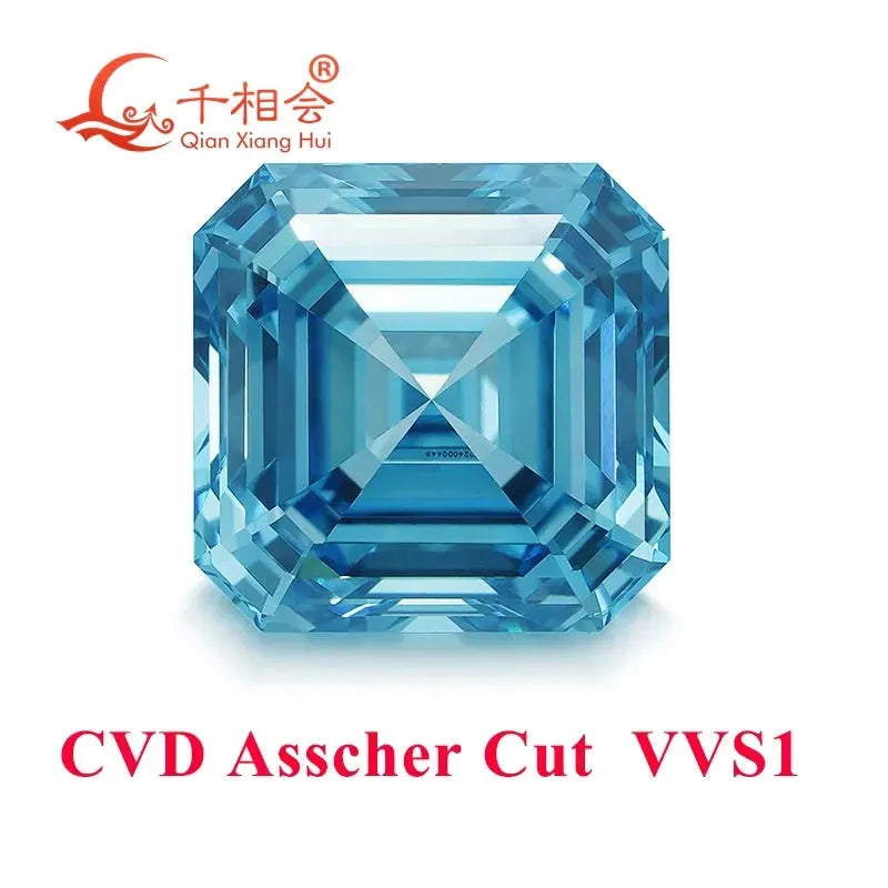 1.533ct VVS1 Fancy Blue CVD Lab Grown Diamond - Asscher Shape, GEMID Certified Loose Stone for Engagement Rings & Fine Jewelry