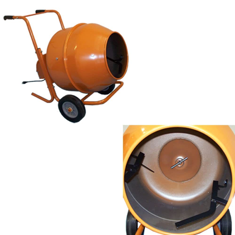 8 CU FT Wheelbarrow Portable Cement Concrete Mixer - Heavy Duty Construction, Gardening & DIY Projects for Home and Jobsite Use
