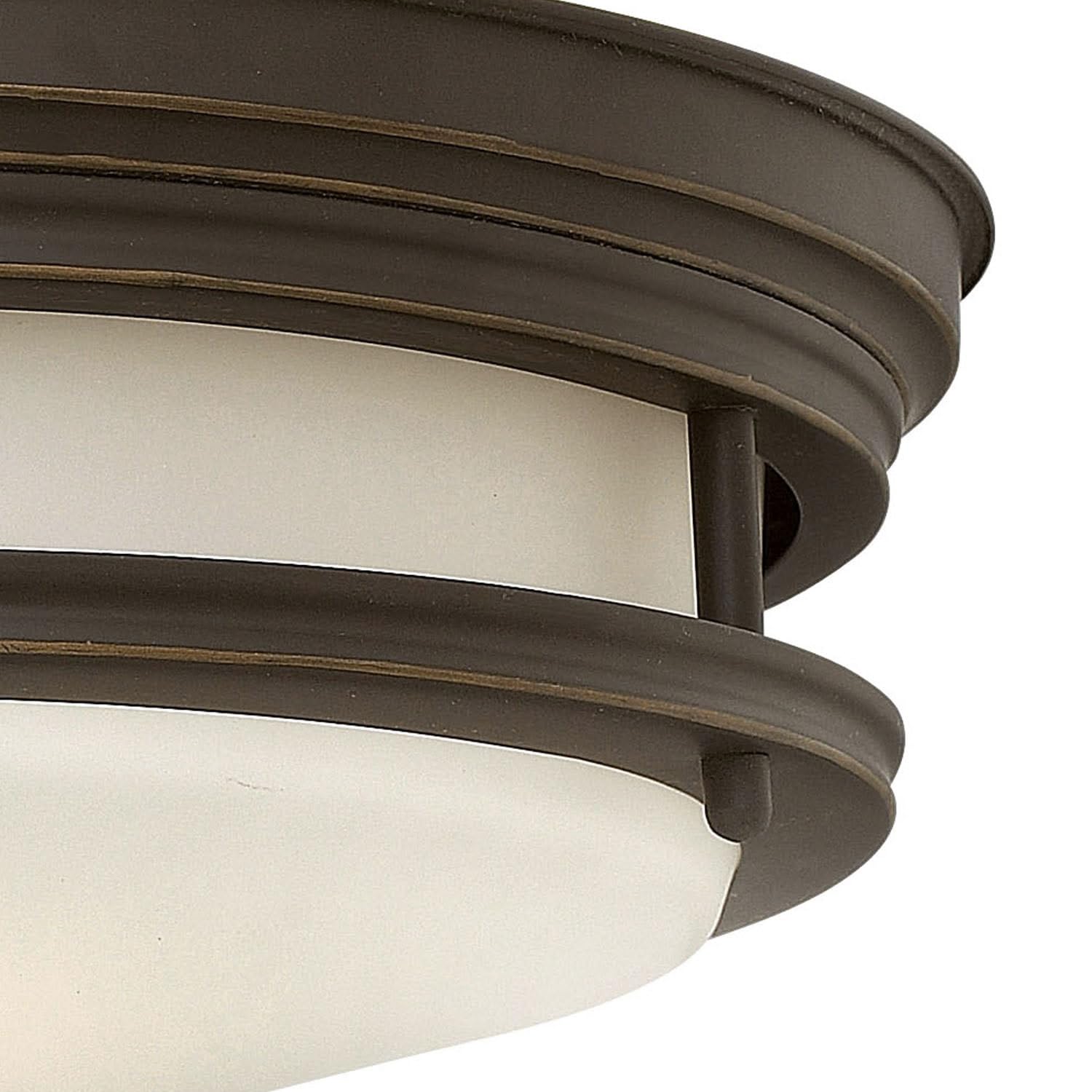 Hinkley Hadley Small Flush Mount Light - Vintage 2-Light Ceiling Fixture with Etched Opal Glass & Oil Rubbed Bronze Finish - Perfect for Bedroom, Hallway, or Entryway Lighting