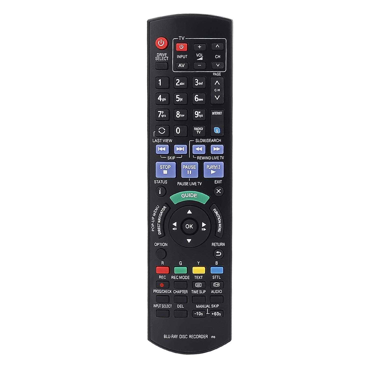 Universal Replacement Remote Control for Panasonic Blu-Ray Recorders - Compatible with DMR-BWT720, DMR-BWT820, DMR-BWT730, DMR-BWT835 & More - Perfect for Home Theater & Media Center Setup