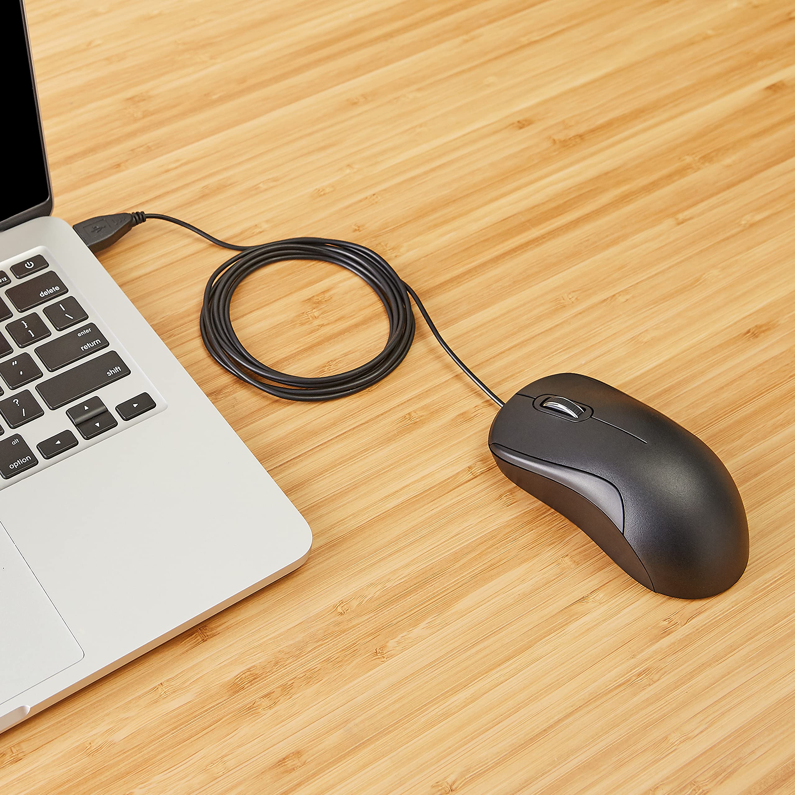 Amazon Basics 3-Button USB Wired Mouse - Black for Office & Gaming