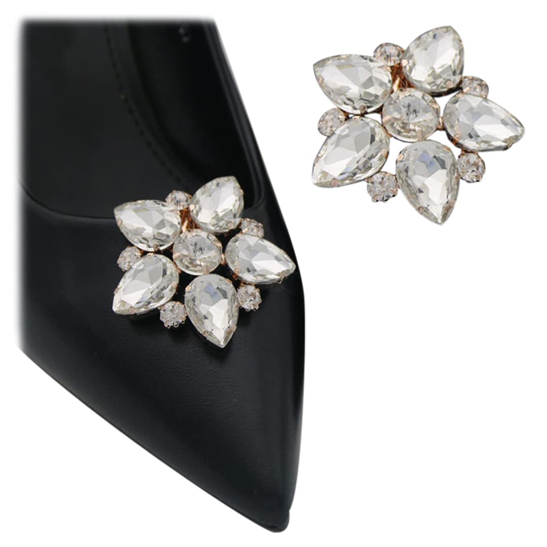 2 PCS Detachable Rhinestone Star Shoe Clips - Flower Shoe Buckle Decor for Women & Girls | Perfect for Party, Wedding, Birthday & Special Occasions