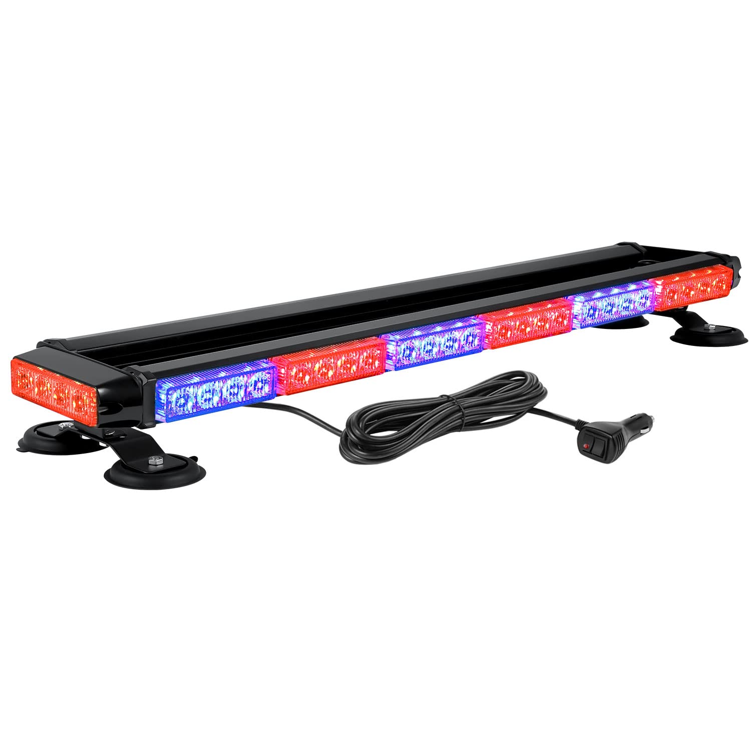 56 LED Red Blue Emergency Strobe Light Bar with Strong Magnetic Base - WOWTOU Rooftop Flashing Beacon for Police Cars, Law Enforcement & Security Vehicles | Safety Warning Lights for Roadside Emergencies & Traffic Control