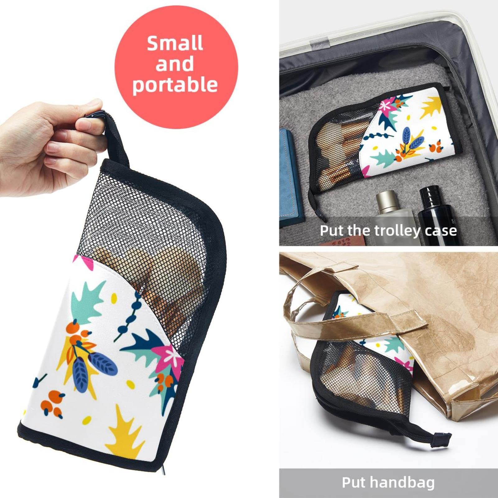 12-Piece Makeup Brush Organizer Bag with Colorful Christmas Flower Design - Portable Travel Cosmetic Brush Holder Case for Home, Travel & Professional Use