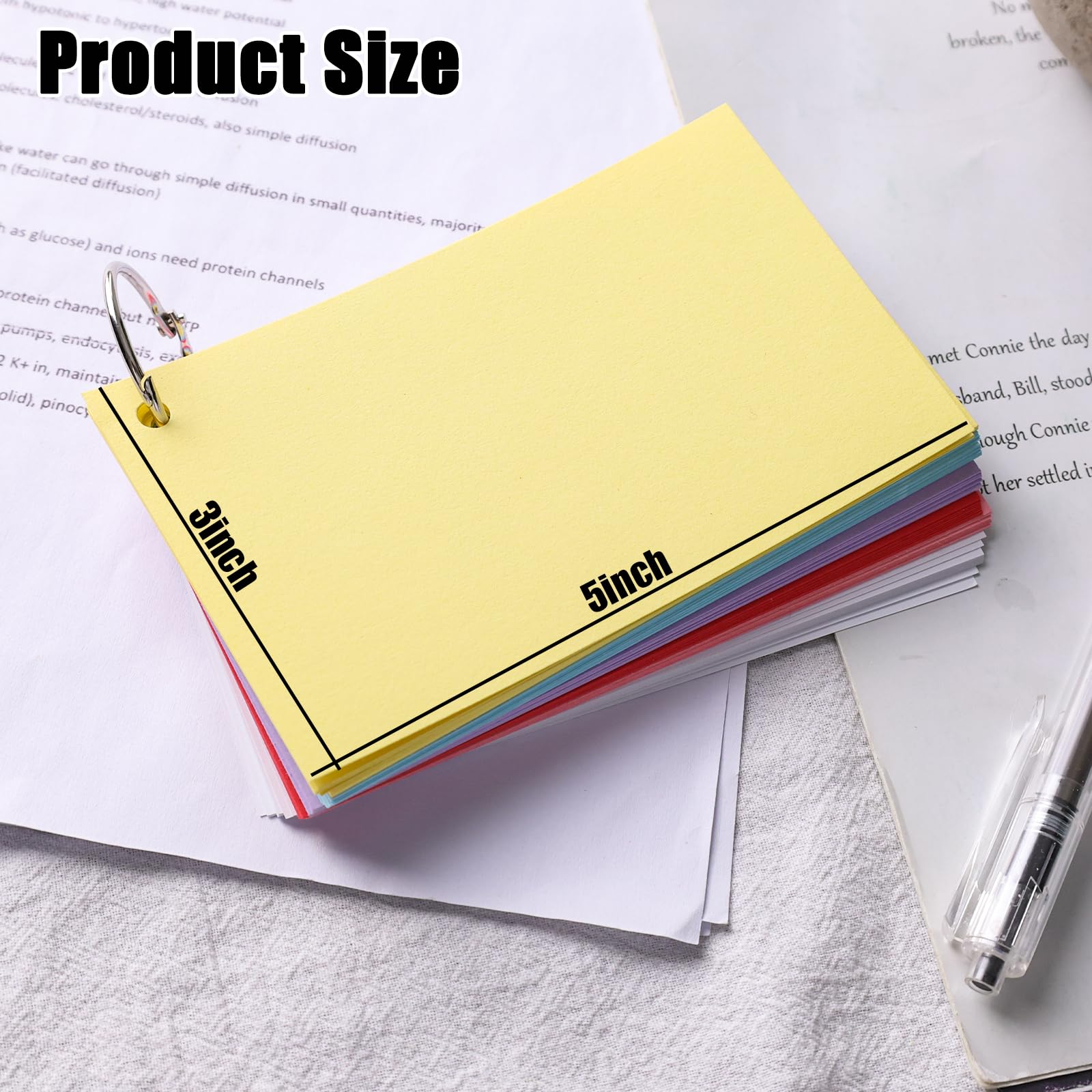 260-Piece Colored Index Cards Set - 3x5 Inch Blank Unruled Flash Cards with Rings for School, Learning, Memory, Recipes & Games | Study Notes, Recipe Organizing, Language Learning & Trivia Games