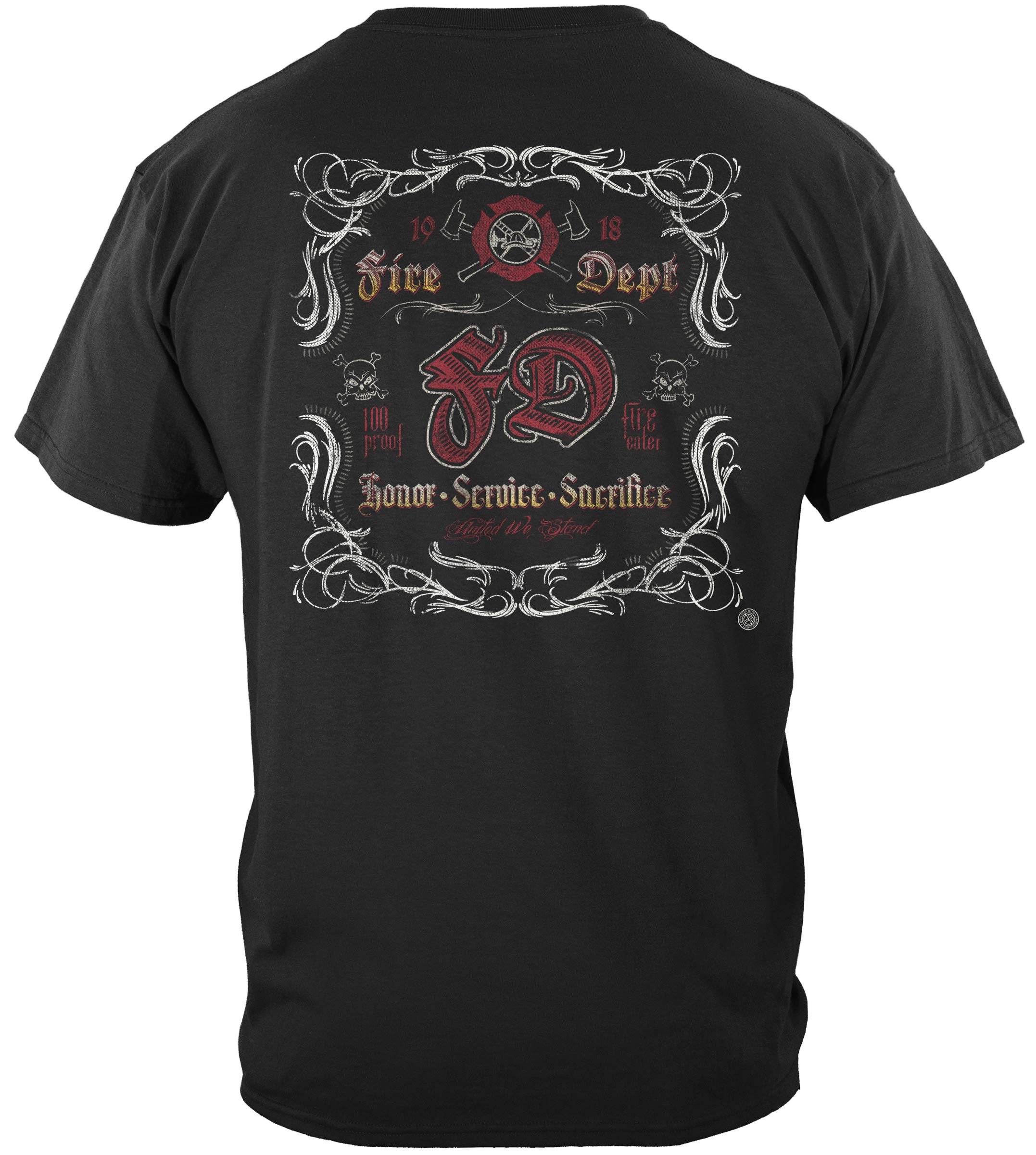 Firefighter T Shirt for Men - Fire Rescue Gold Shield Design FF2086 - First Responder Apparel for Training, Duty & Community Events