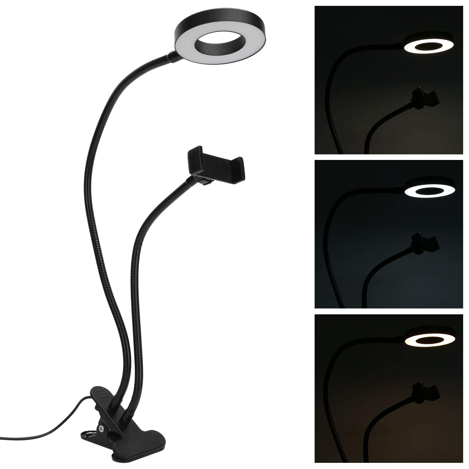 Acouto LED Fill Light with Phone Holder - Adjustable Selfie Ring Light for Live Streaming, YouTube, TikTok & Video Calls - Perfect for Home Office, Gaming & Content Creation