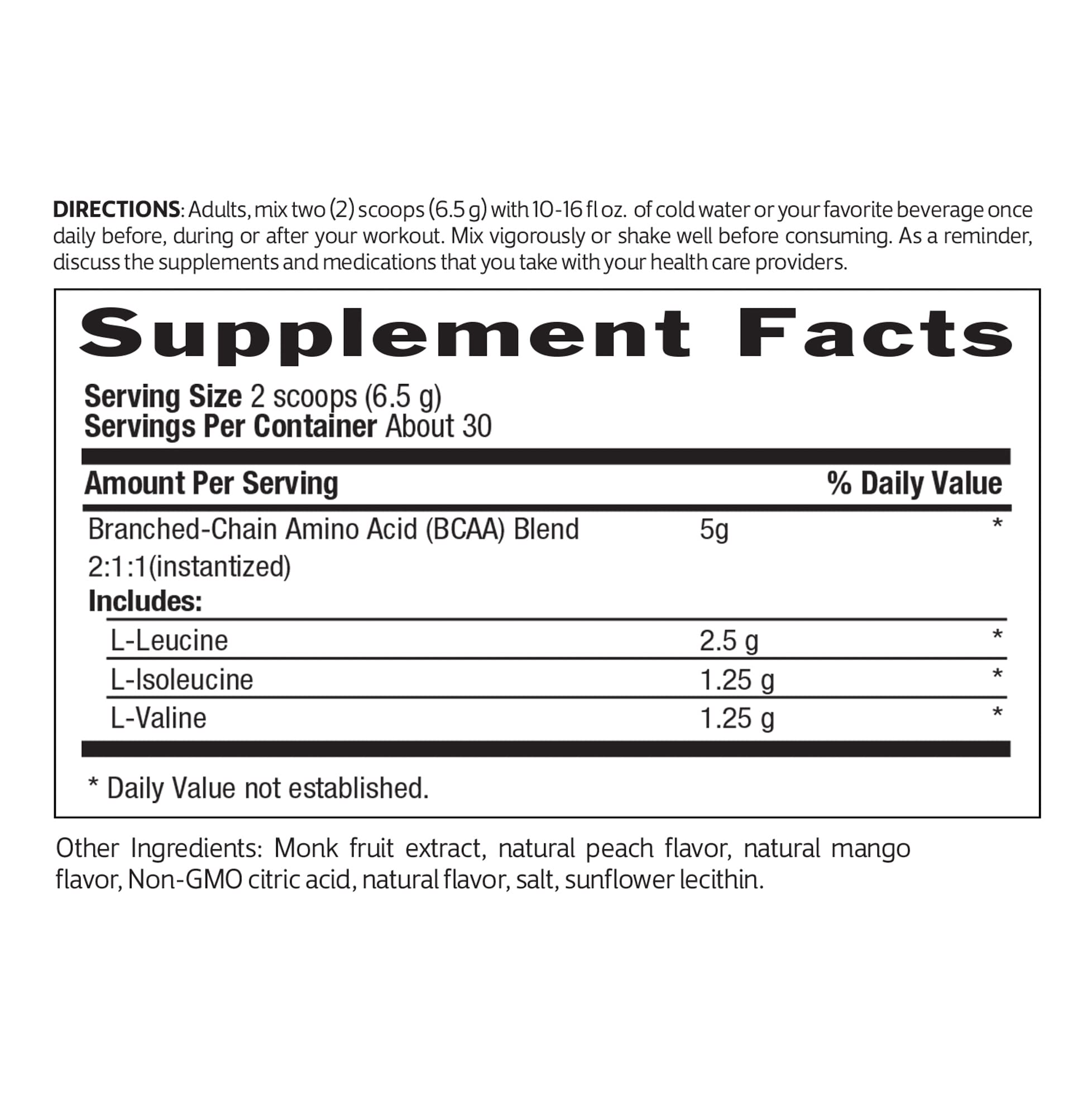 Biochem BCAA Powder Peach Mango 5g, 30 Servings - Vegan, Gluten Free & Keto Friendly Electrolyte Supplement for Muscle Recovery, Protein Synthesis & Hydration | Pre-Workout, Post-Workout & Daily Fitness Support