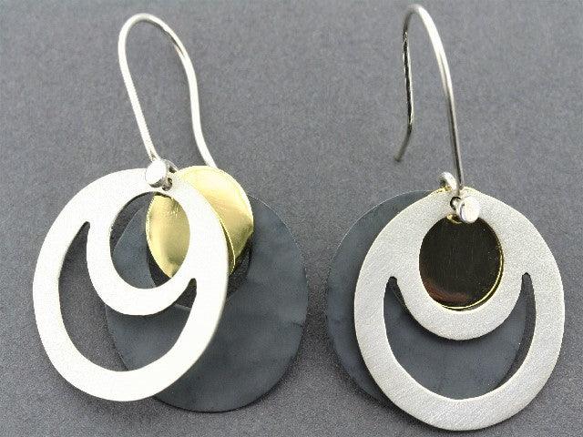 22K Gold & Oxidized Silver Eclipse Earrings – Elegant Dangle Earrings for Women, Perfect for Parties, Weddings & Evening Events