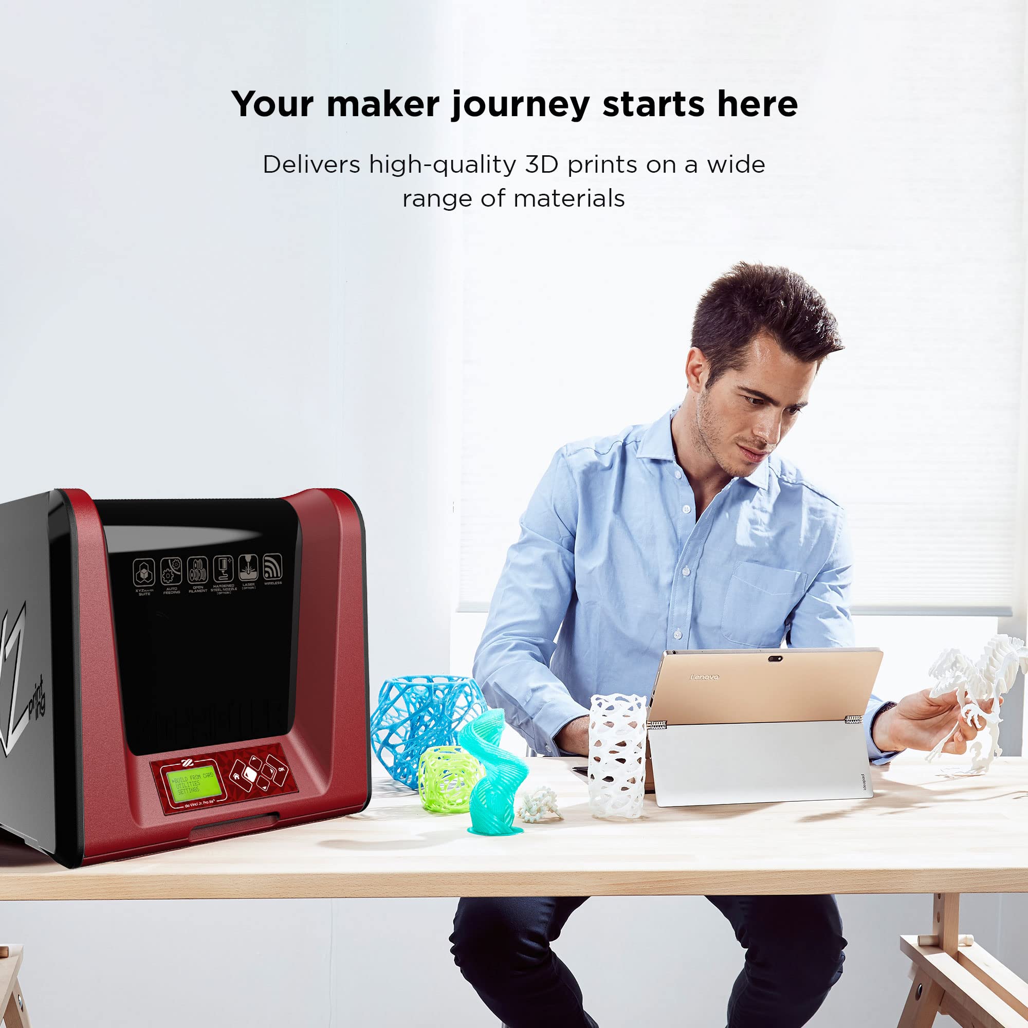 XYZPrinting Da Vinci Jr Pro XE+ 3D Printer with Harden Steel Nozzle | Fully Open Source | 6.9” x 6.9” x 6.9” Build Volume | Ideal for Home, School & DIY Projects