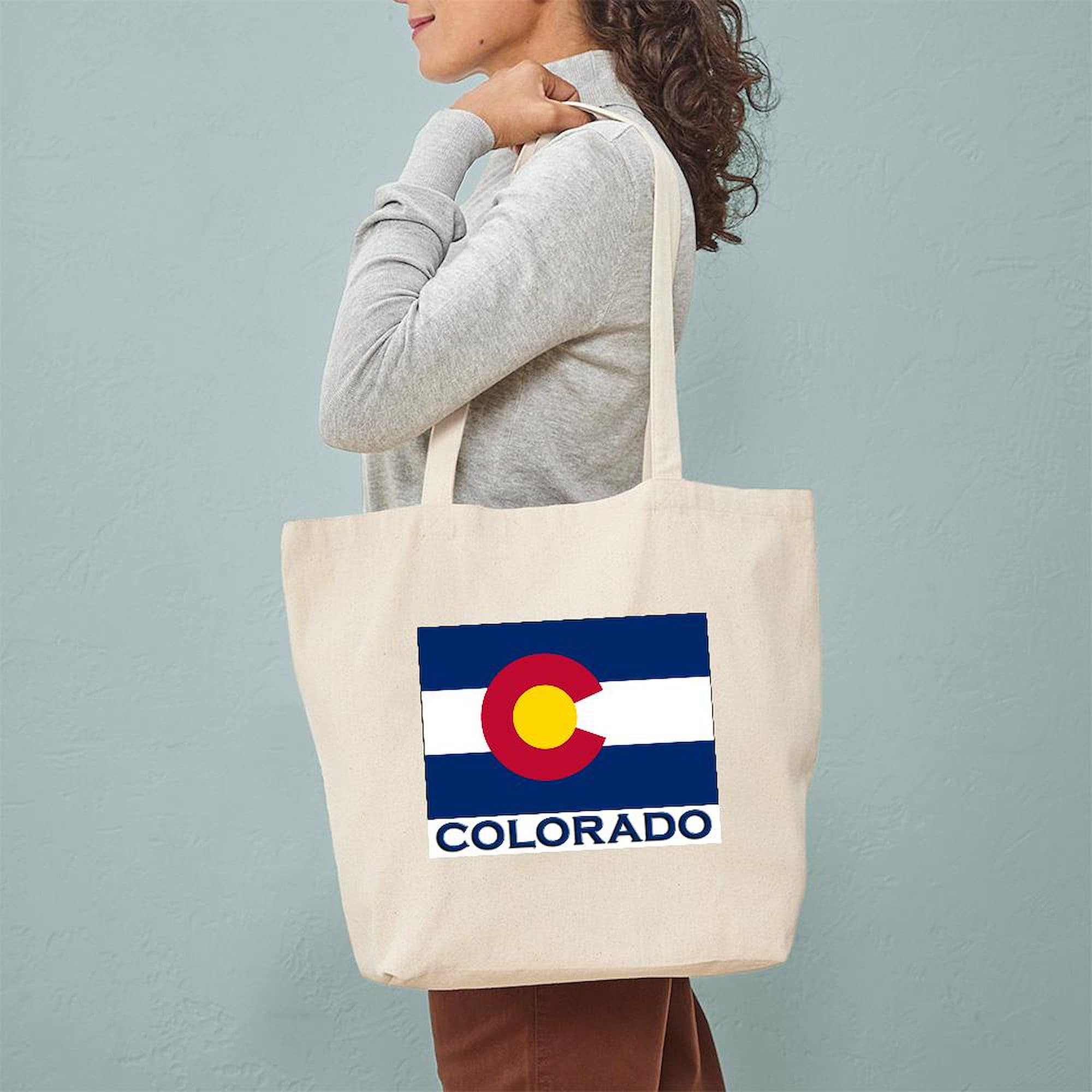 Colorado Flag Tote Bag - Natural Canvas Reusable Shopping Bag for Groceries, Beach & Travel | CafePress Merchandise