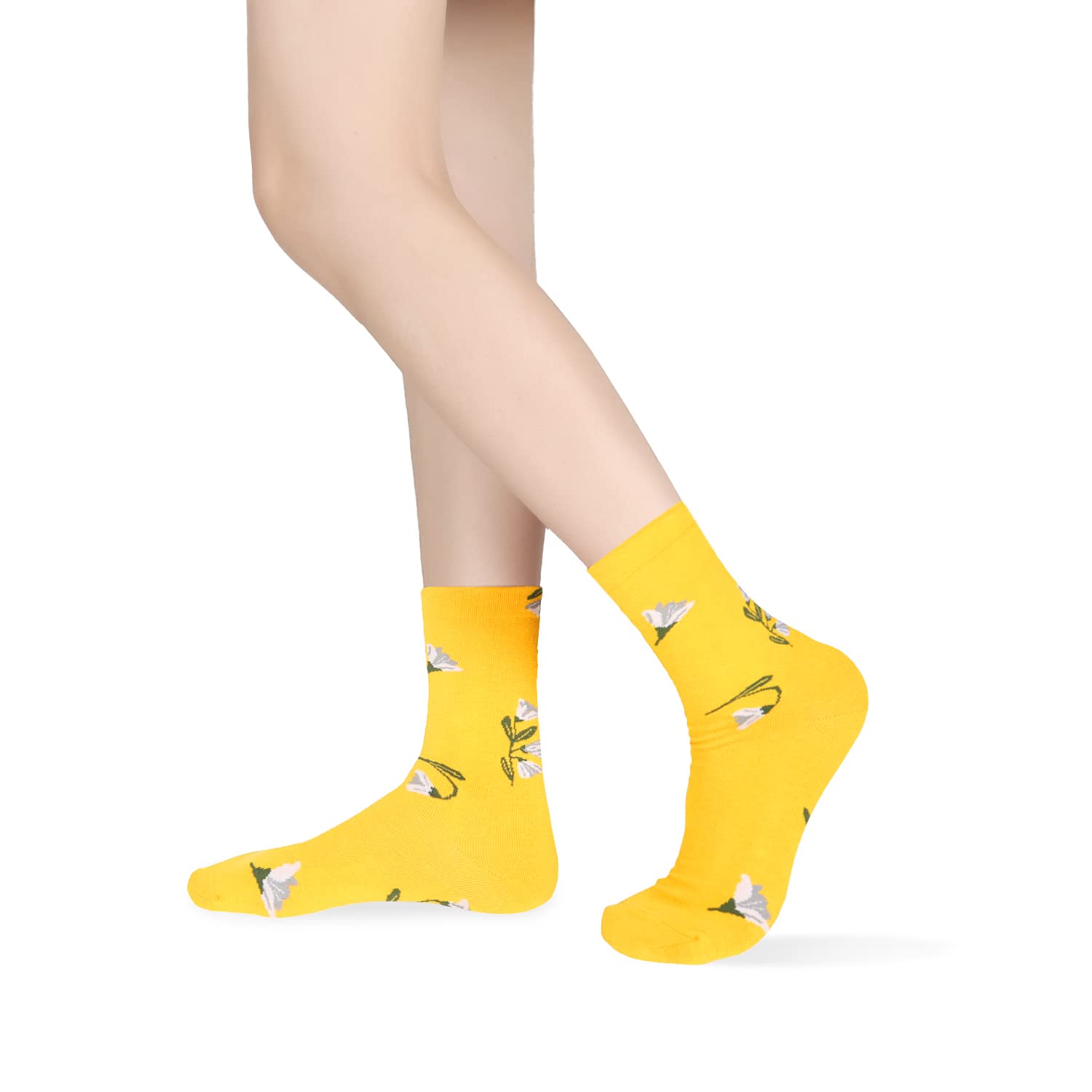 Funny Animal Crew Socks for Women - Cute Floral Cotton Socks for Casual Wear
