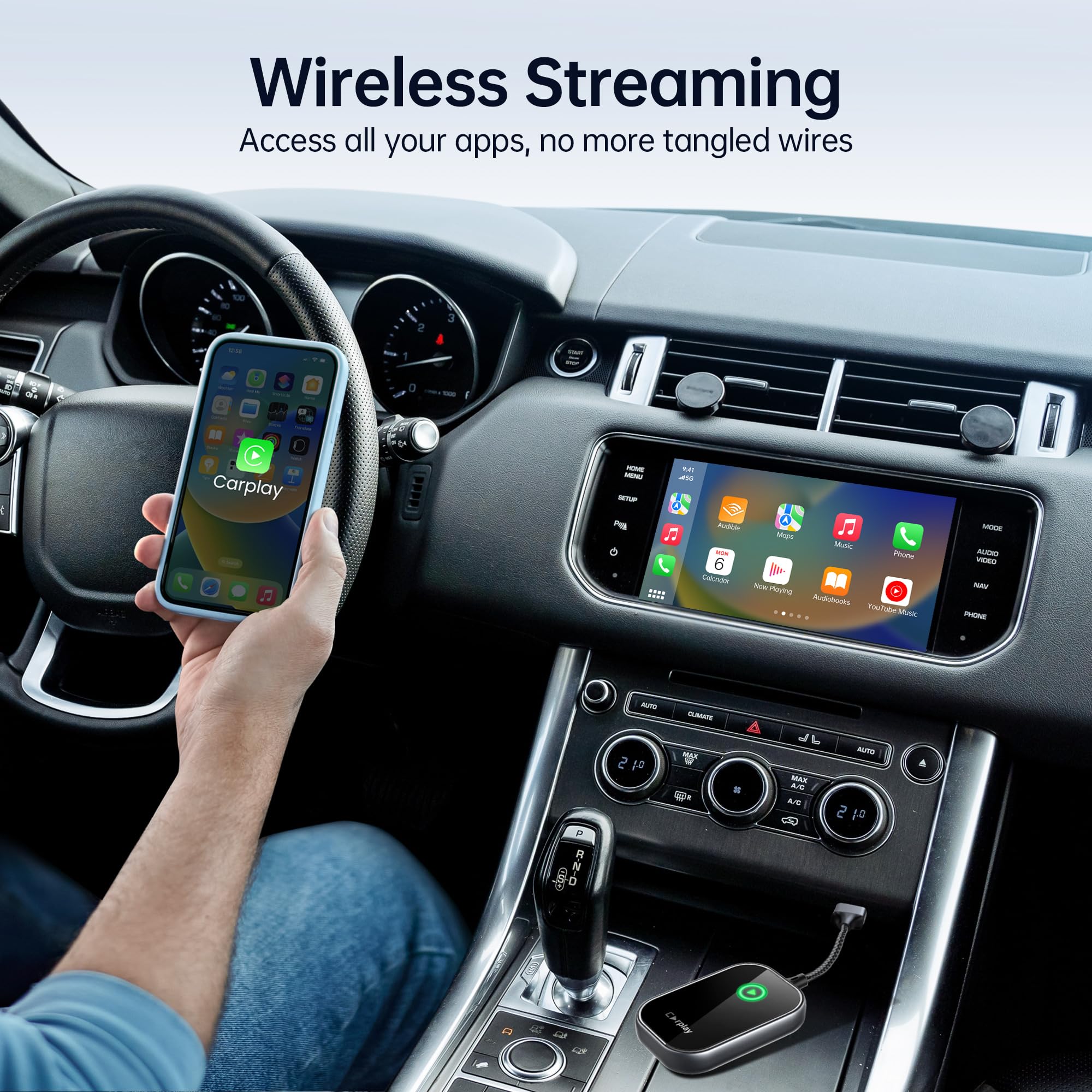 Wireless CarPlay Adapter for iPhone 2024 - Convert Wired to Wireless CarPlay Dongle, Zero Latency Plug & Play, Compatible with Cars 2017+ & iOS 10+ - Perfect for Hands-Free Driving & Seamless Music Streaming