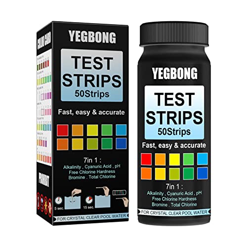7-in-1 Pool and Spa Test Strips Kit - 50 Accurate Water Testing Strips for Hot Tubs, Swimming Pools & Spas | Fast & Easy Water Quality Testing for Crystal Clear Water | Perfect for Home Pools, Jacuzzis and Backyard Spas
