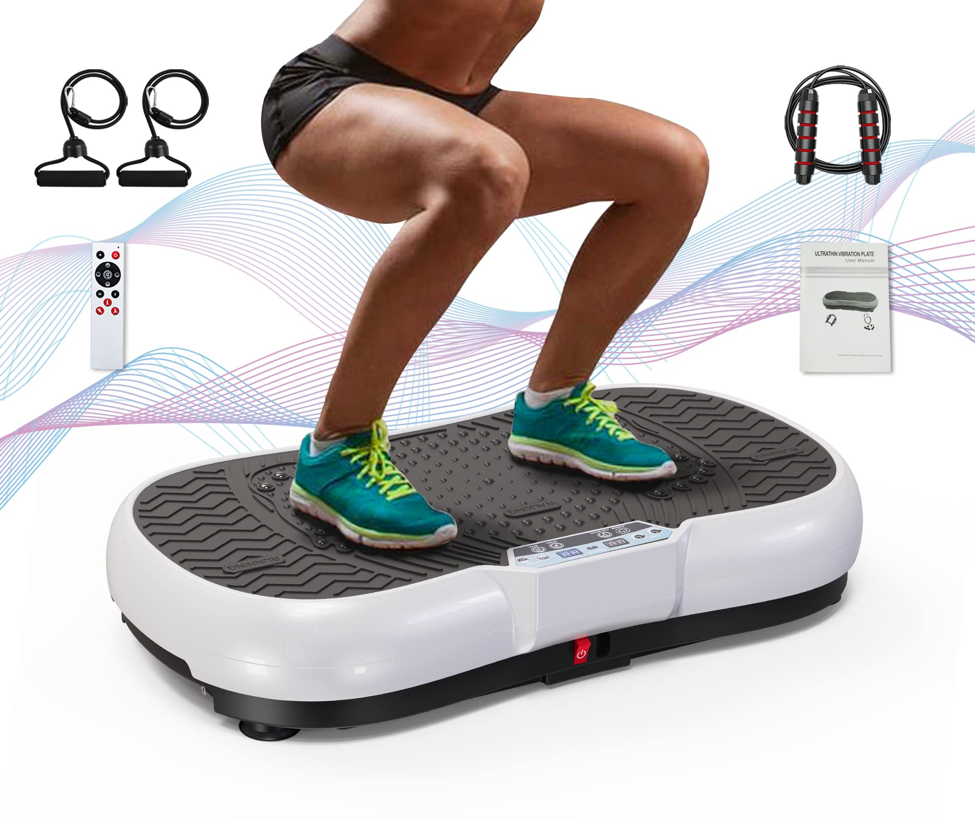 Bigzzia Vibration Plate Exercise Machine - 10 Speed Modes Whole Body Vibration Platform with Resistance Bands & Bluetooth Speaker for Home Gym, Weight Loss, Toning & Cellulite Reduction | Perfect for Home Workouts, Physical Therapy & Fitness Training