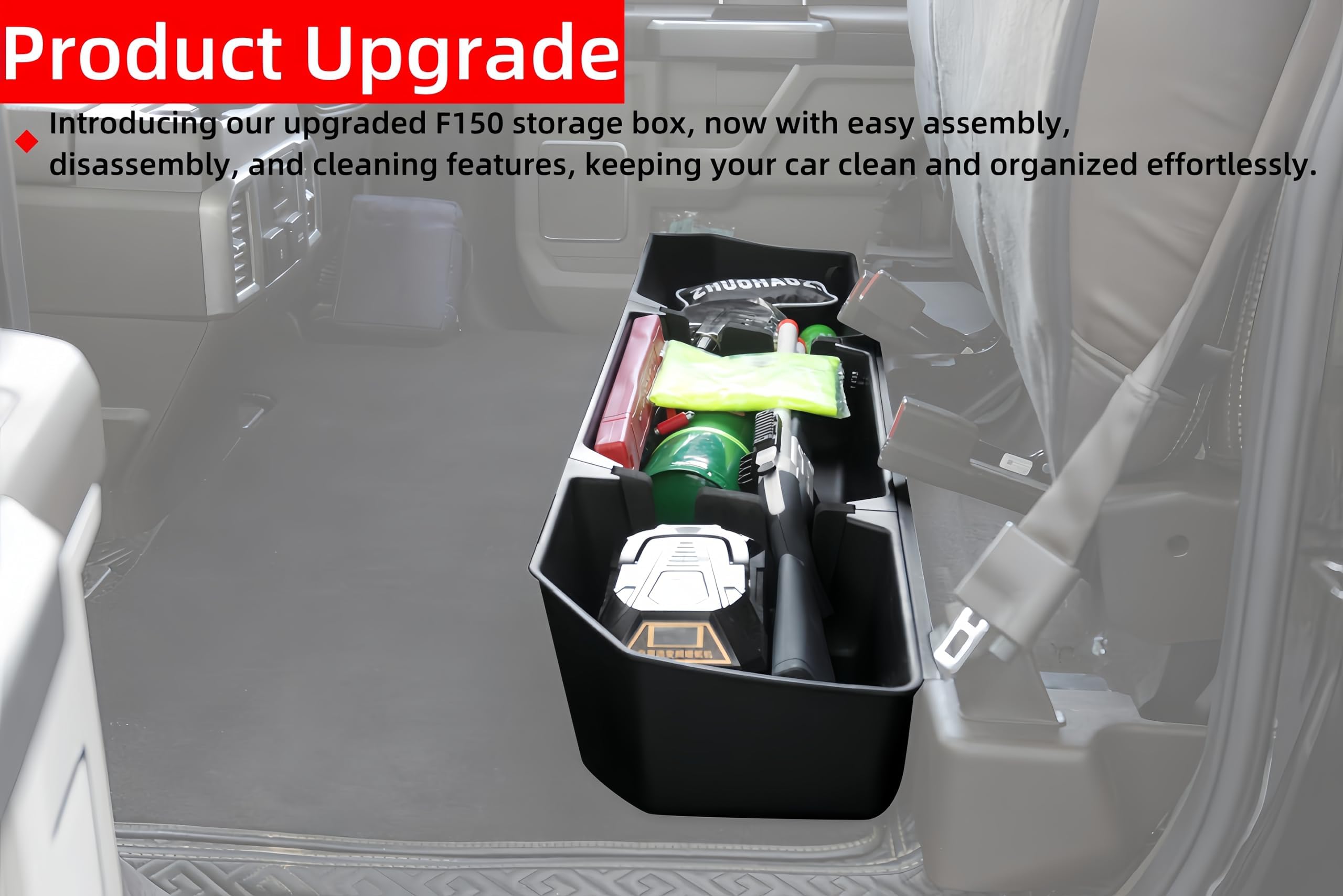2015-2024 Ford F150 SuperCrew & Crew Cab Under Seat Storage Organizer Box with Dividers - Truck Rear Seat Storage Solution for Tools, Gear & Car Accessories | Perfect for Road Trips & Work Essentials