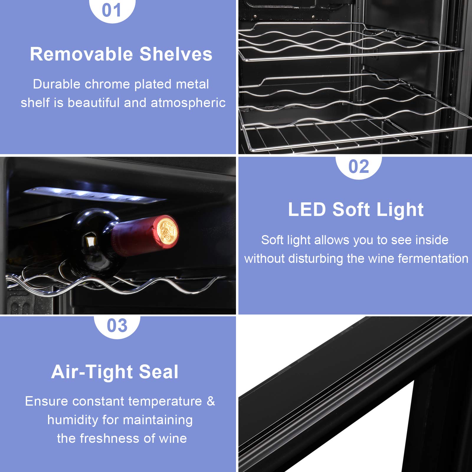ROVSUN 28 Bottle Freestanding Wine Cooler Refrigerator with Digital Temperature Control - Dual Pane Glass Door Compressor Wine Fridge for Red Wine, White Wine, Champagne & Beer - Perfect for Home Bars, Restaurants & Wine Cellars