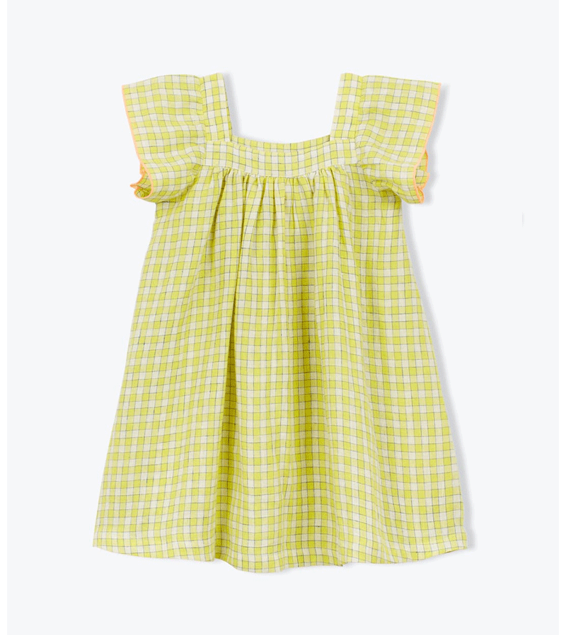 Filomene Check Dress by Arsene et les Pipelettes - Stylish Floral Print Summer Dress for Women | Perfect for Beach, Vacation & Casual Outings
