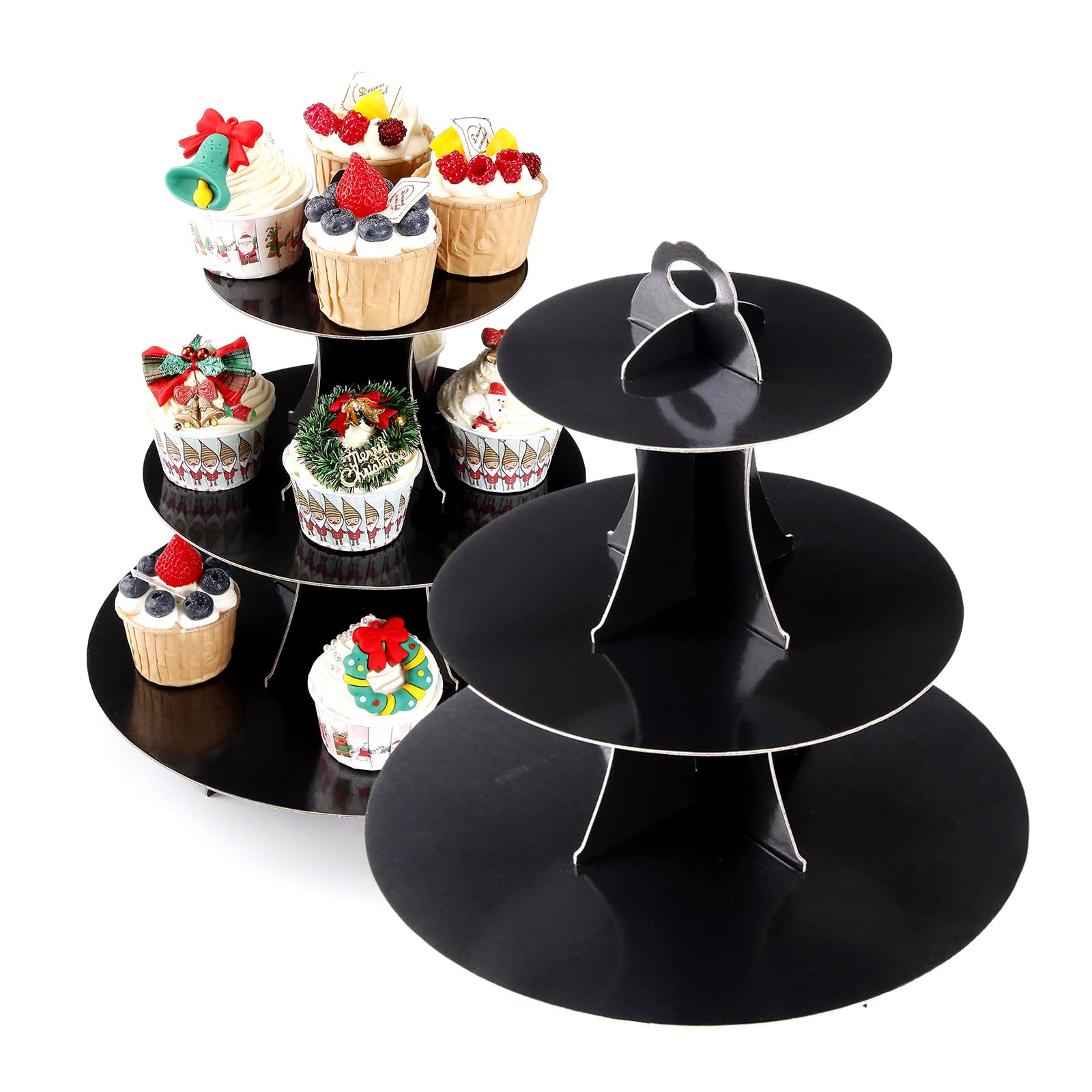 2-Pack 3-Tier Black Cupcake Stand - 12