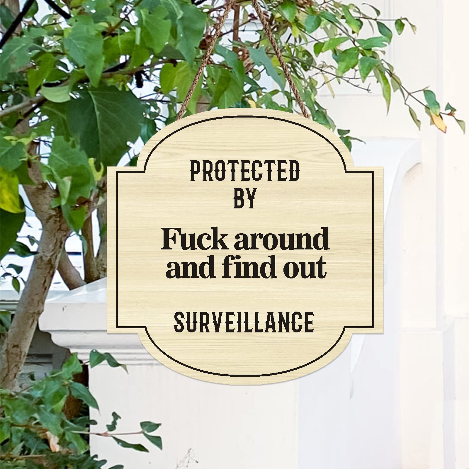 Protected by Sign Fuck Around and Find Out - Yard Sign for Home Security (Design D) | Deter Intruders & Protect Your Property