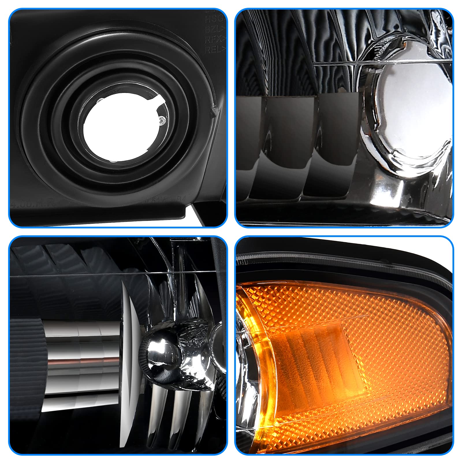 DWVO Headlight Assembly Compatible with 2004-2012 Chevy Colorado & GMC Canyon, 2006-2008 Isuzu i-Series - Black Housing, Amber Reflector, Clear Lens - Perfect for Off-Roading, Night Driving & Vehicle Restoration