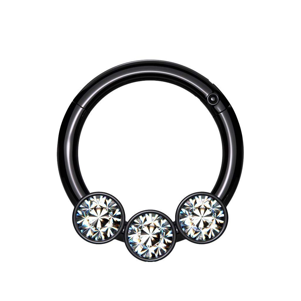 Surgical Steel Hoop Rings with 3 Crystals - Elegant & Durable Jewelry for Parties