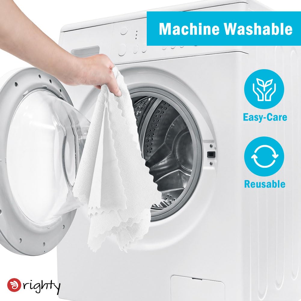 Orighty 100-Pack Reusable Microfiber Cleaning Cloths - 11.5''x11.5'' Lint-Free Shop Towels for Cars, Automotive, Mechanic & Kitchen Use | Bulk Multi-Purpose Cleaning Rags for Home, Garage & Workshop (White)