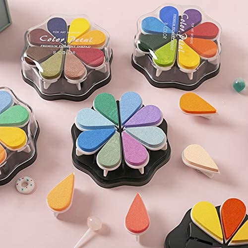 Waterdrop Ink Pads for Stamping - 8 Colors Set | DIY Crafts & Scrapbooking