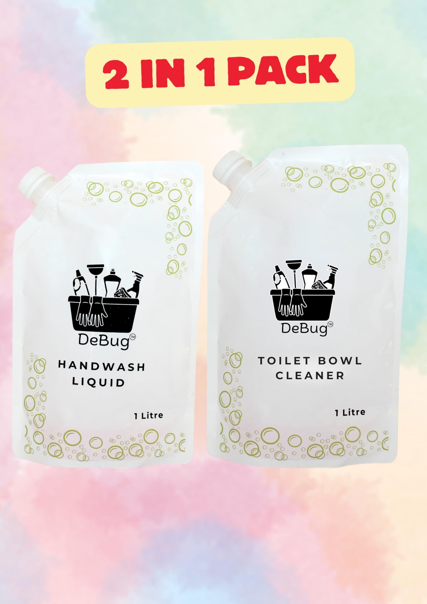 Eco-Friendly Handwash & Toilet Bowl Cleaner Refill Pack - 2 Count | Natural Bathroom Cleaning Solution for Home, Kitchen & Office Use