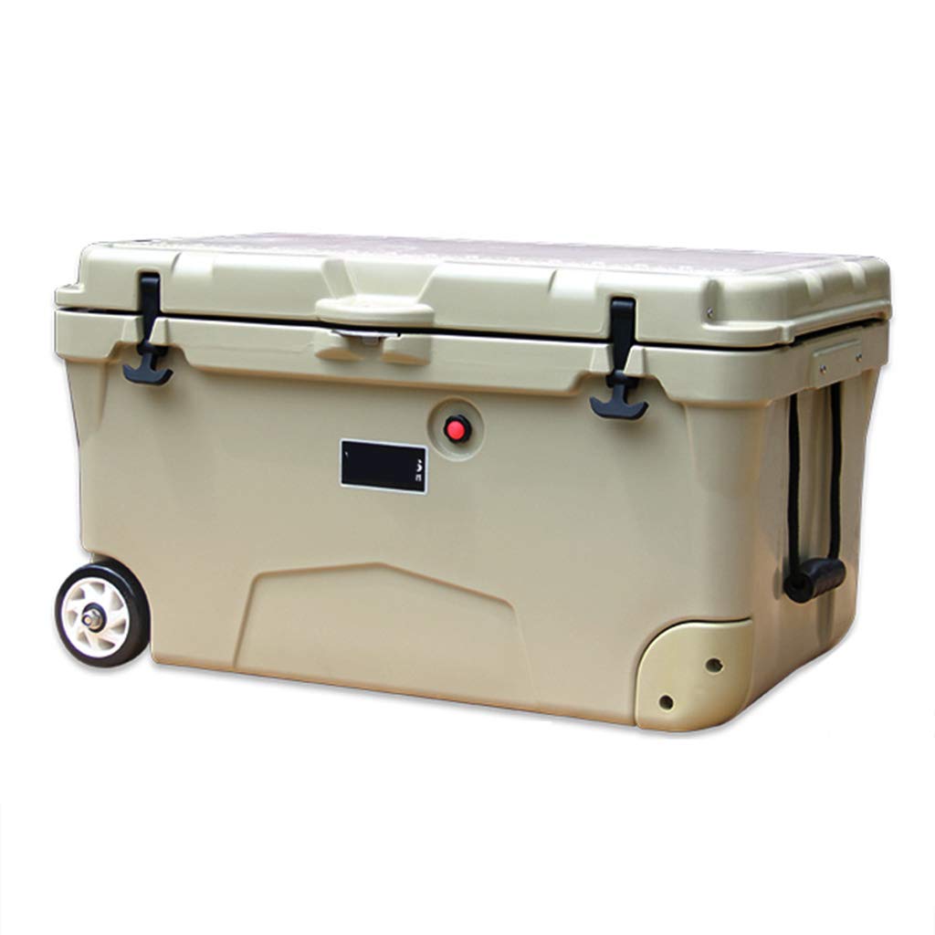 Performance Wheeled Cooler - Khaki Super Large Capacity 100% Sealed Refrigerator for Sea Fishing, Camping, and Outdoor Adventures, Up to 10 Days Cold Retention, Available in Three Sizes