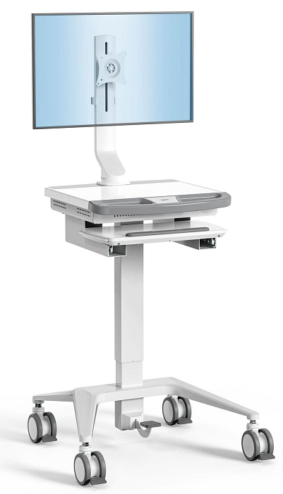 Mount It! MedHub Mobile Workstation with FREE Antimicrobial Wireless Keyboard & Mouse Combo - 7 Adjustable Height Options for Hospital, Clinic & Office Use