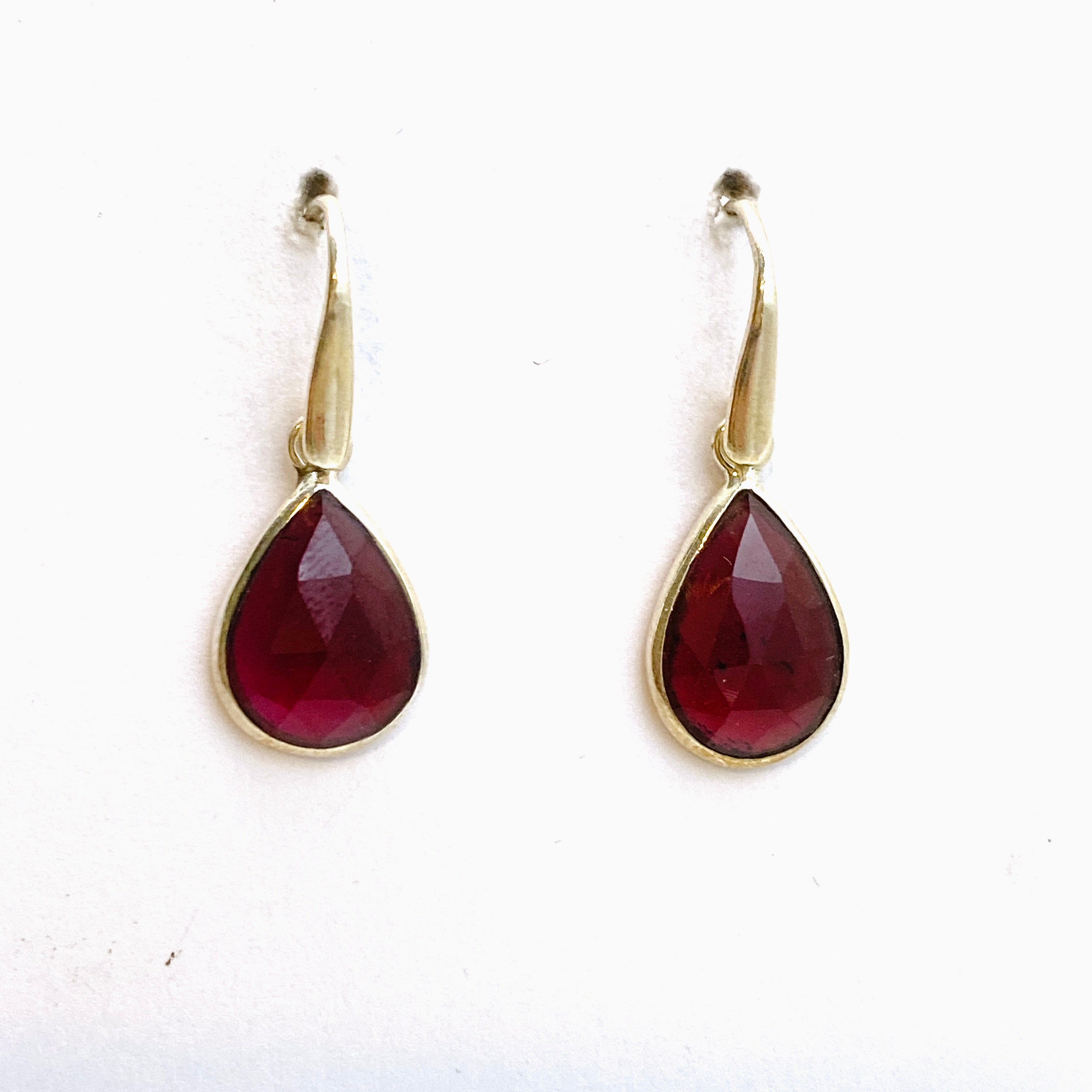 Garnet Teardrop Faceted Earrings for Women - Dangle Gemstone Jewelry - Perfect for Parties, Weddings & Evening Events | PEGJ203