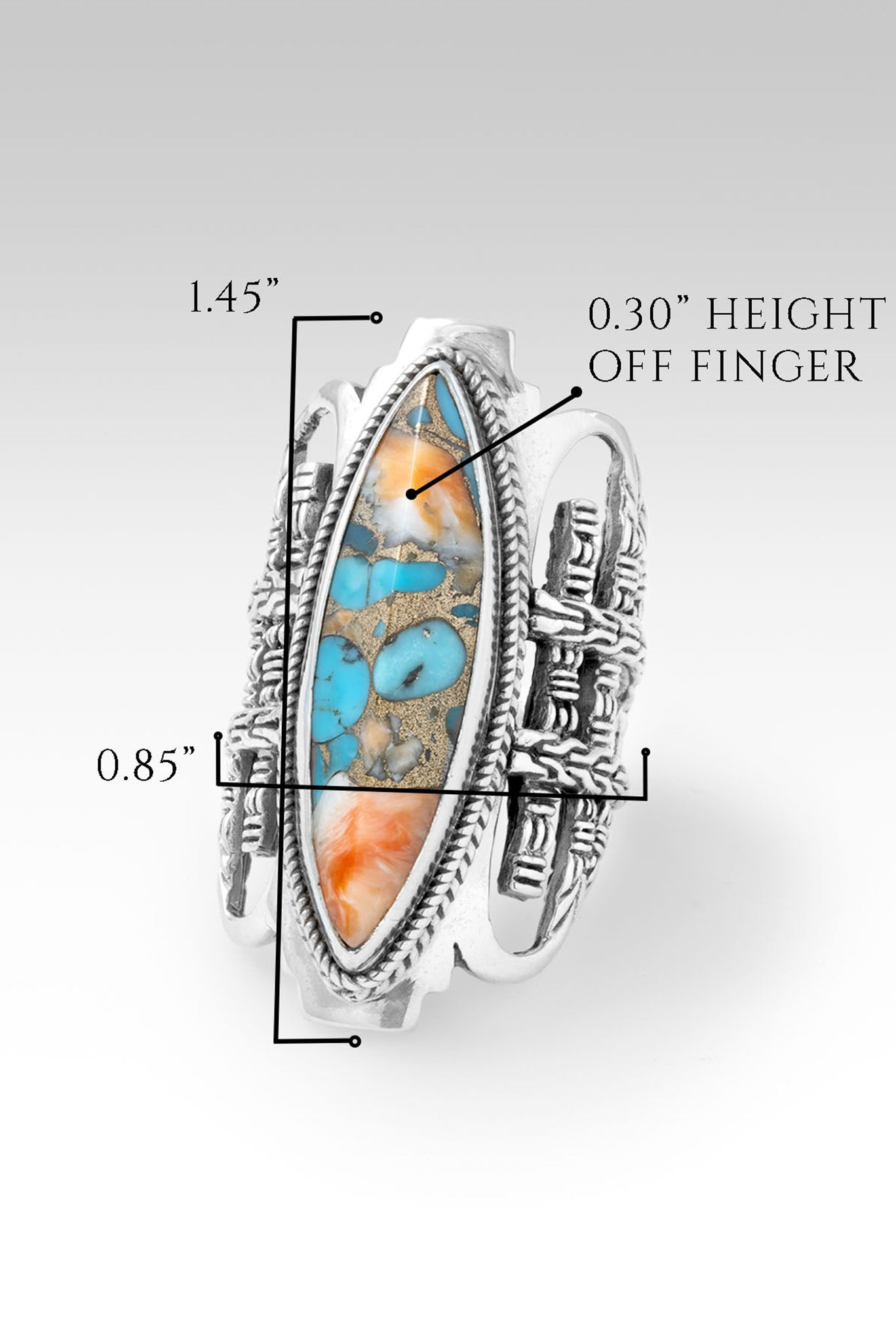 Kingman Turquoise Spiny Oyster Strength in Weakness Ring - Spiritual Jewelry for Women, Healing Crystal Ring for Meditation & Positive Energy