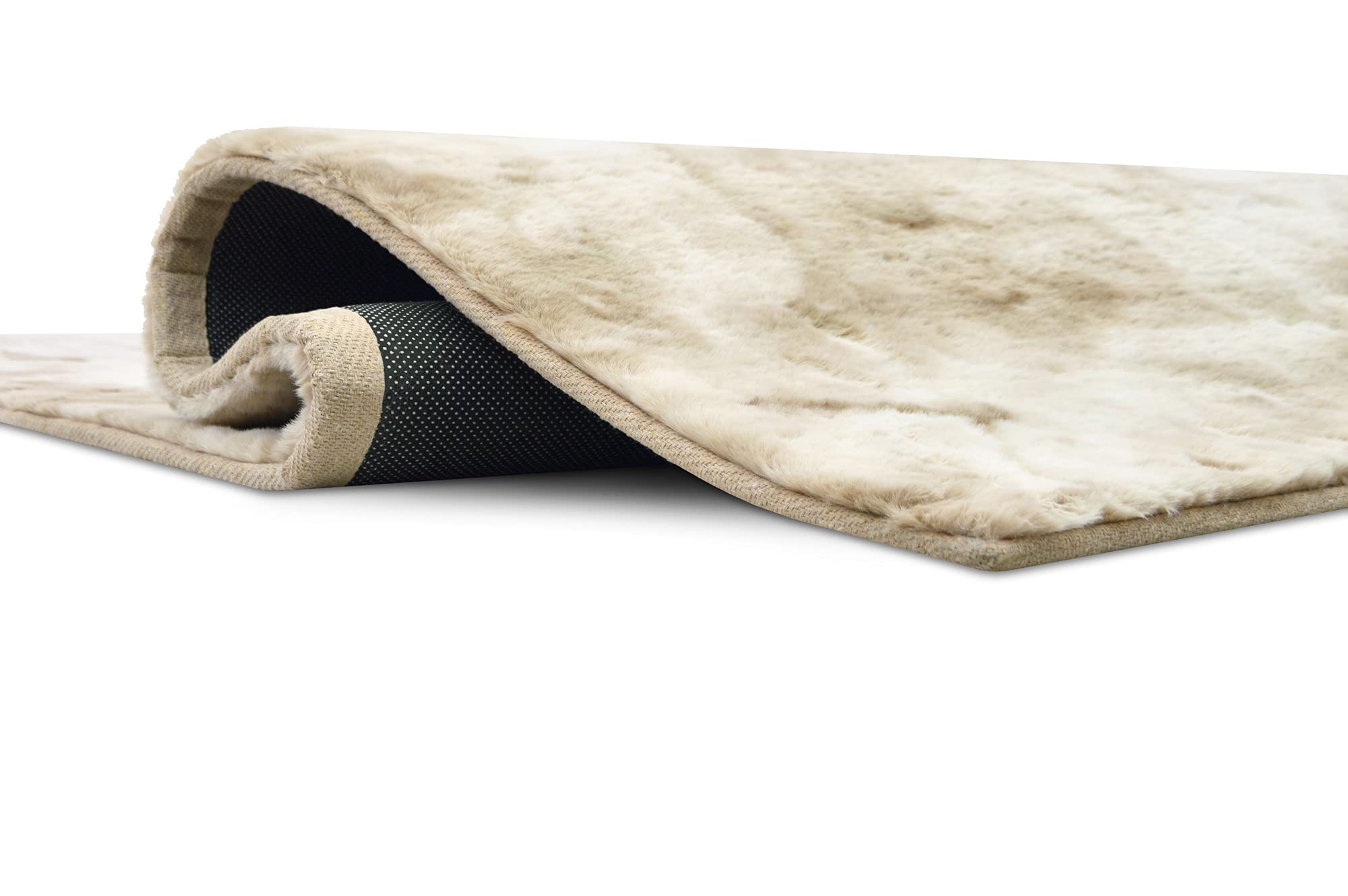 Luxury Faux Fur Shaggy Area Rug - 7' x 10' Soft Plush Non-Slip Carpet for Living Room, Nursery & Kids Room - Beige Modern Home Decor for Cozy Floor Comfort