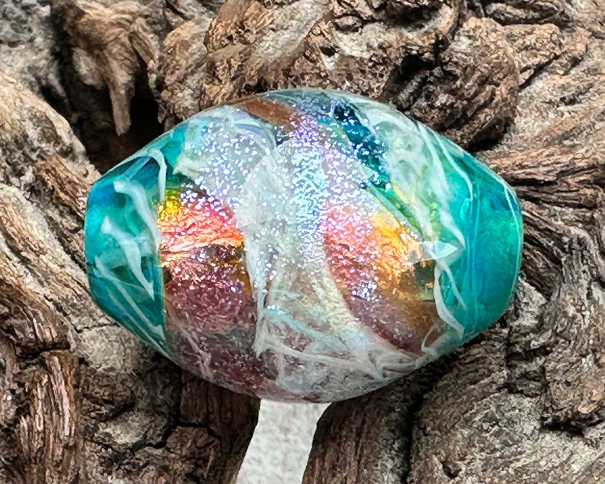 Handmade Blue Carousel Lampwork Glass Focal Bead for Jewelry Making - DIY Bracelet, Necklace & Craft Projects - Perfect for Beaders and Artisans