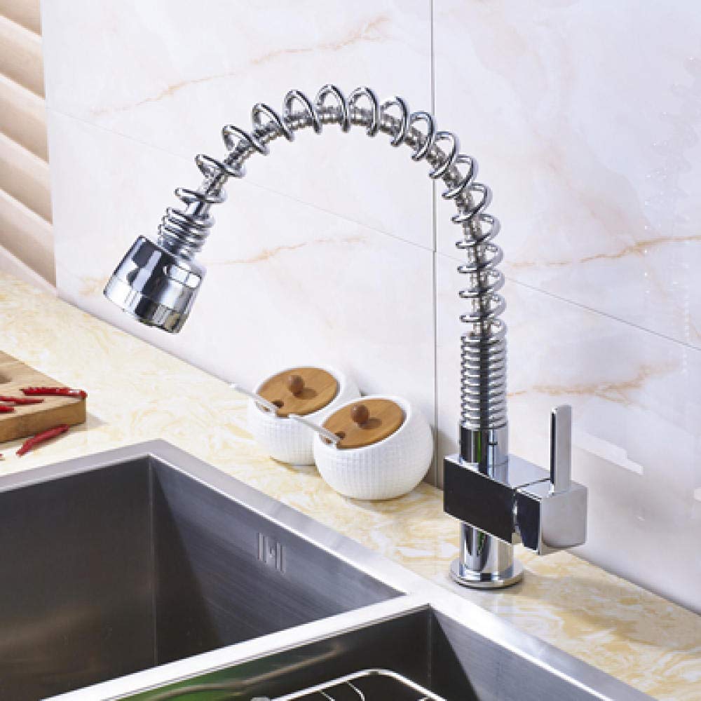 Deck Mounted Chrome Polished Single Handle Pull Out Kitchen Faucet - Modern Mixer Tap for Sink with High Arc Spout | Perfect for Home Kitchen, Restaurant & Commercial Use