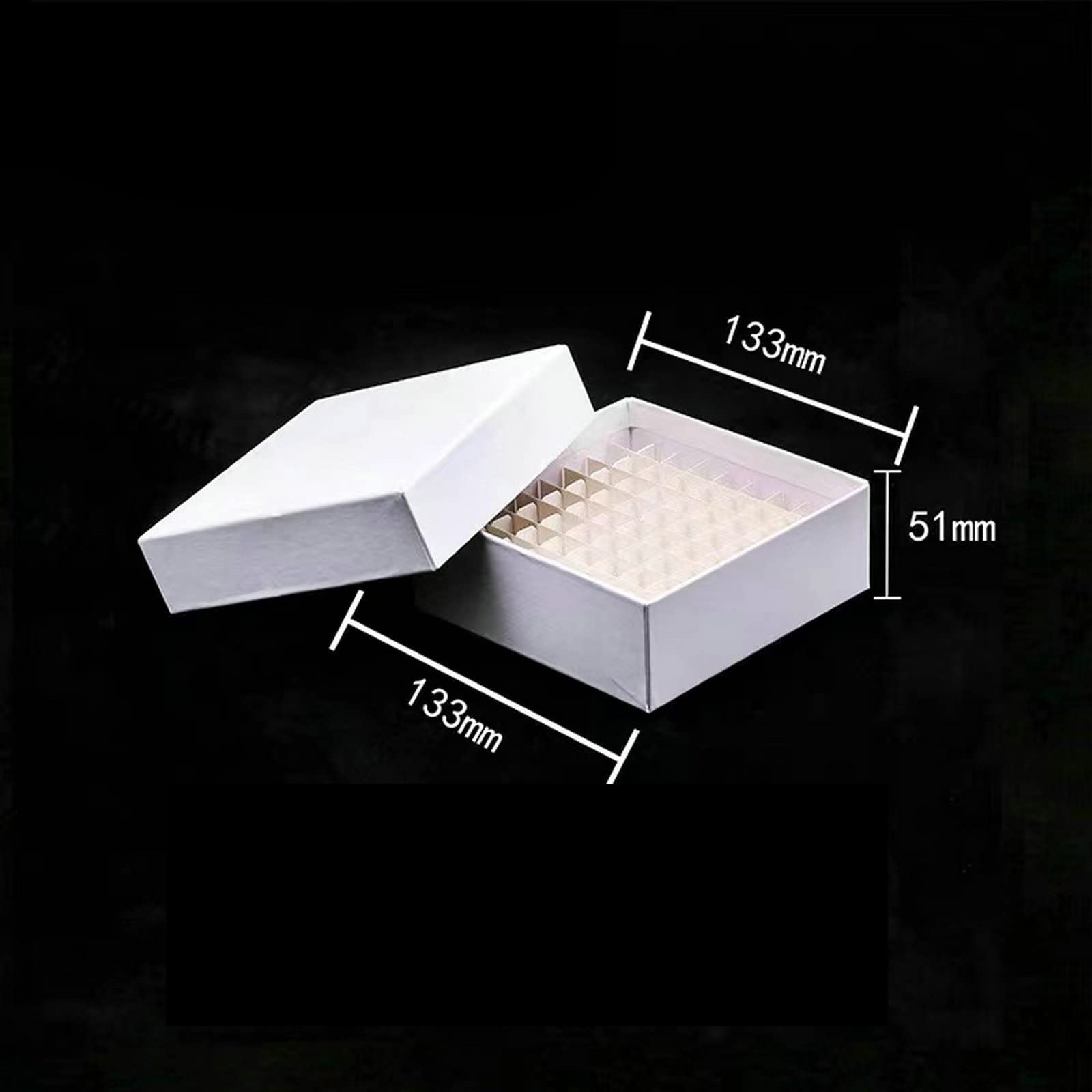 White Cardboard Freezer Box with Water & Ice Resistant Coating - 81 Place Storage for 1.5-2.0 mL Cryovials (Pack of 12) | Ideal for Lab Sample Storage, Biobanking & Medical Research