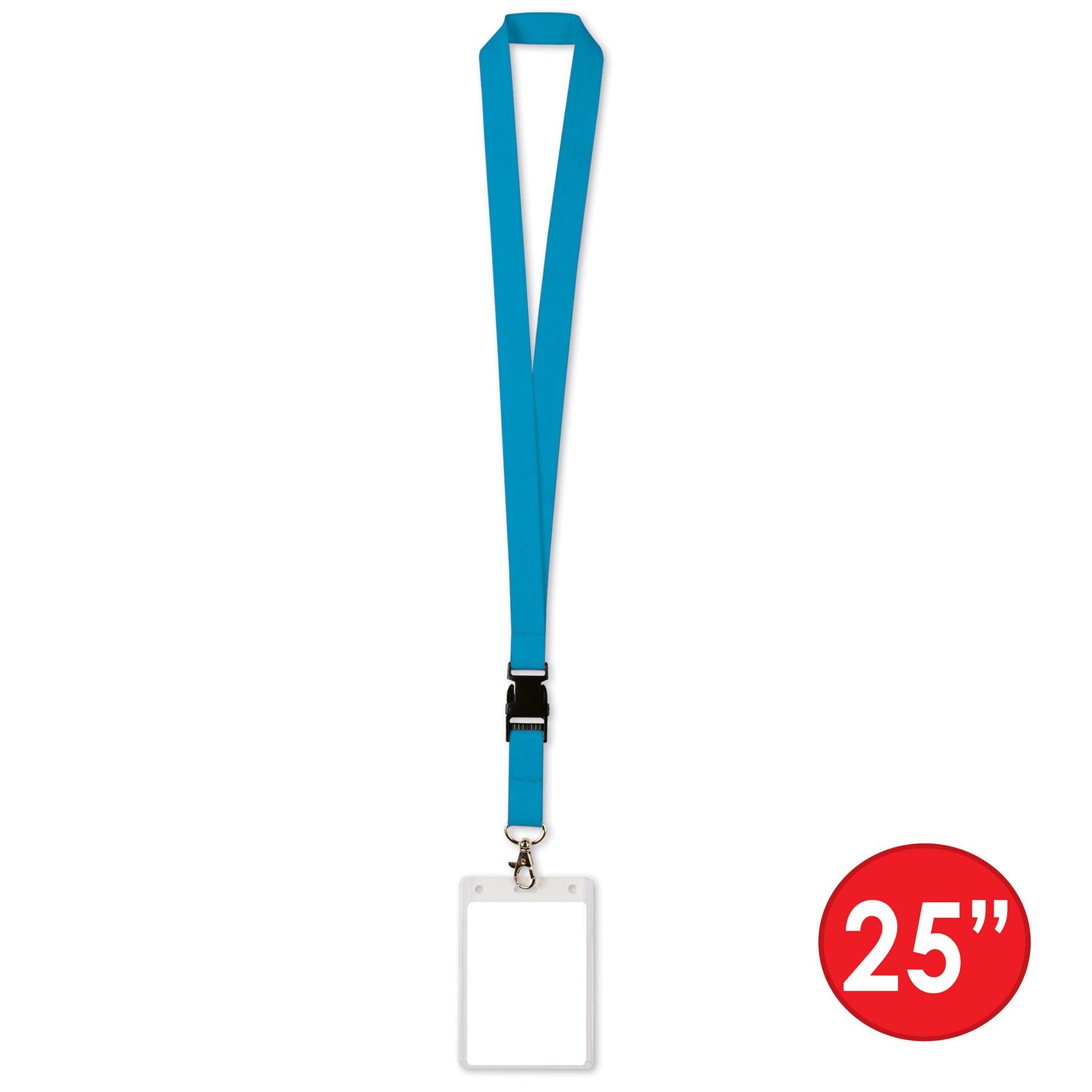 12 Pack Beistle Lanyard with Card Holder - Blue ID Badge Holder for Work, School & Events - Durable Lanyards with Clear Plastic Card Sleeve